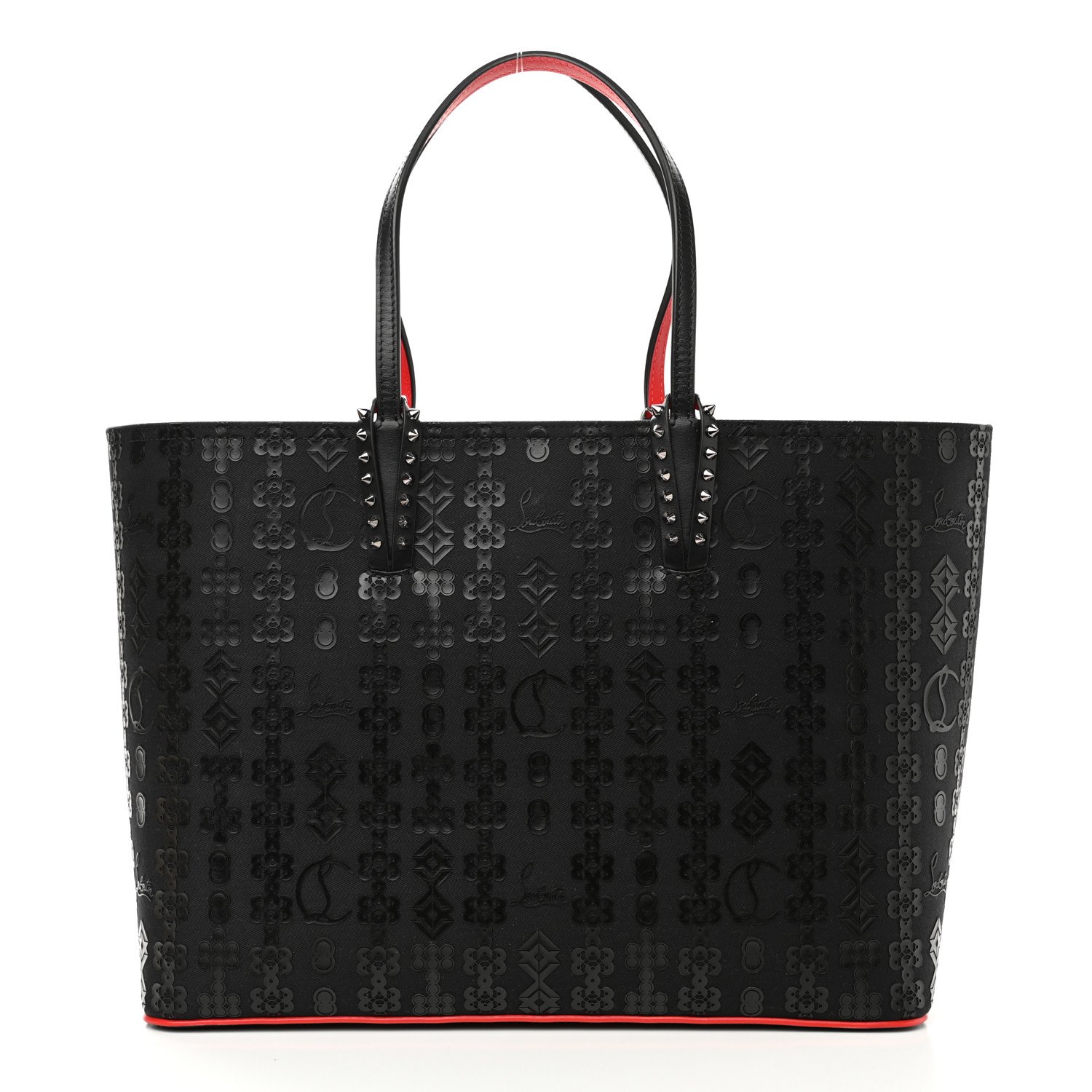 Christian Louboutin Calfskin Loubinetic Spikes East West Cabata Tote Black — view 3