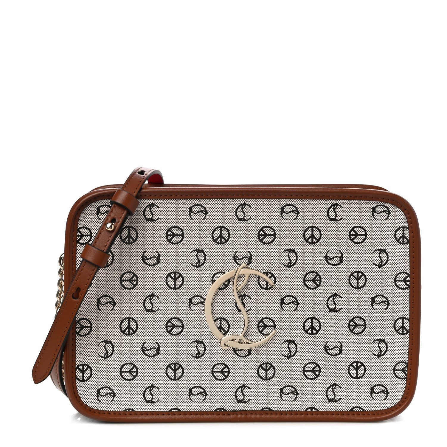 Christian Louboutin Radioloubi Peace Toile Shoulder Bag Cuoio