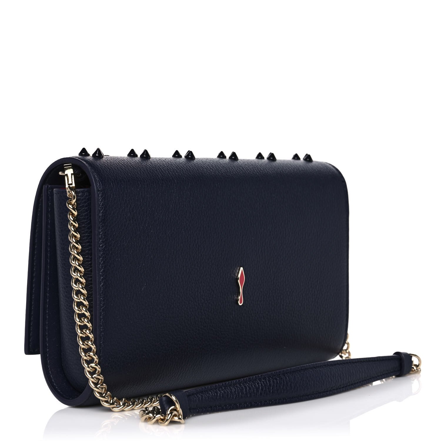 Christian Louboutin Calfskin Spikes Loubinthesky Paloma Clutch Navy — view 2
