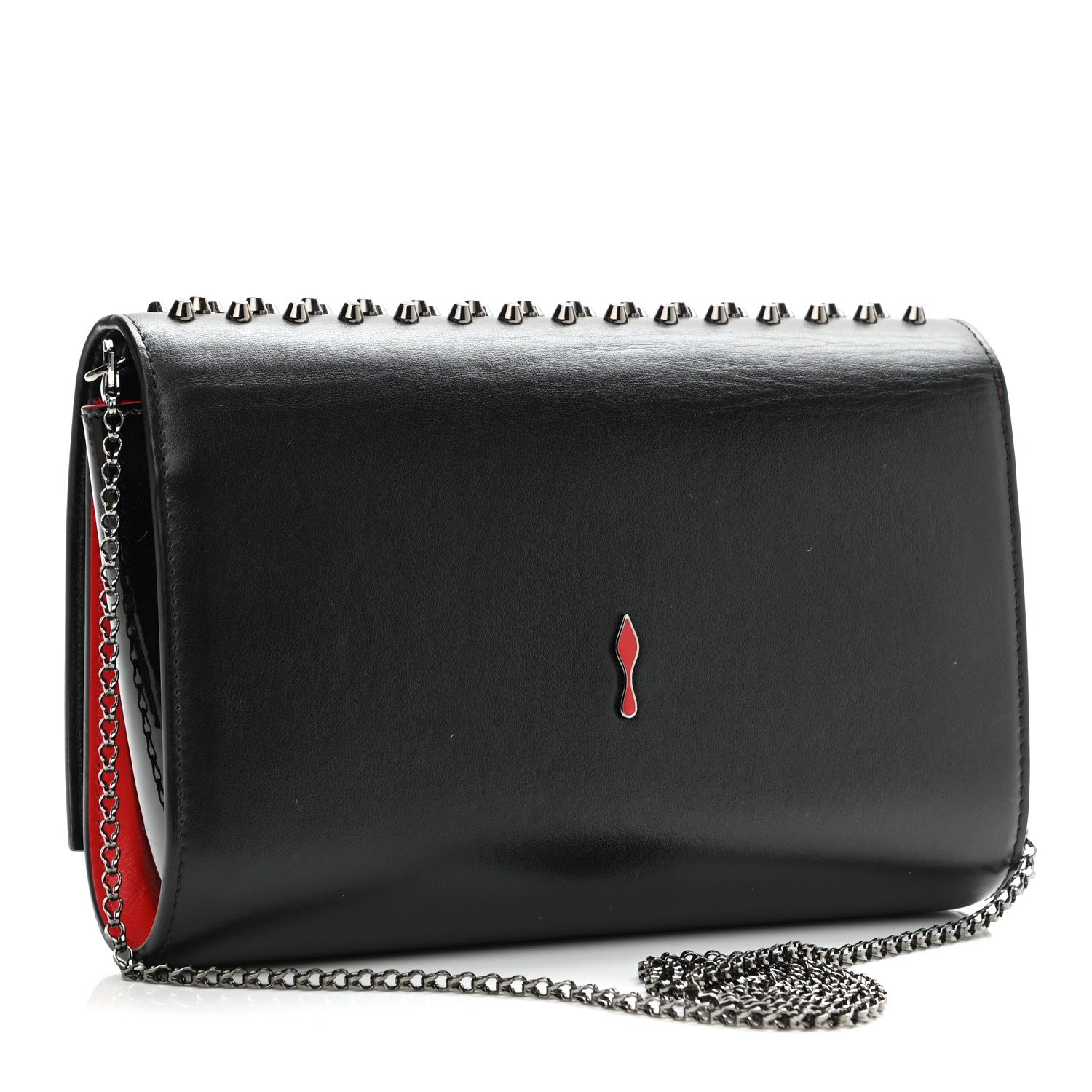 Christian Louboutin Calfskin Patent Spikes Paloma Clutch Black — view 2
