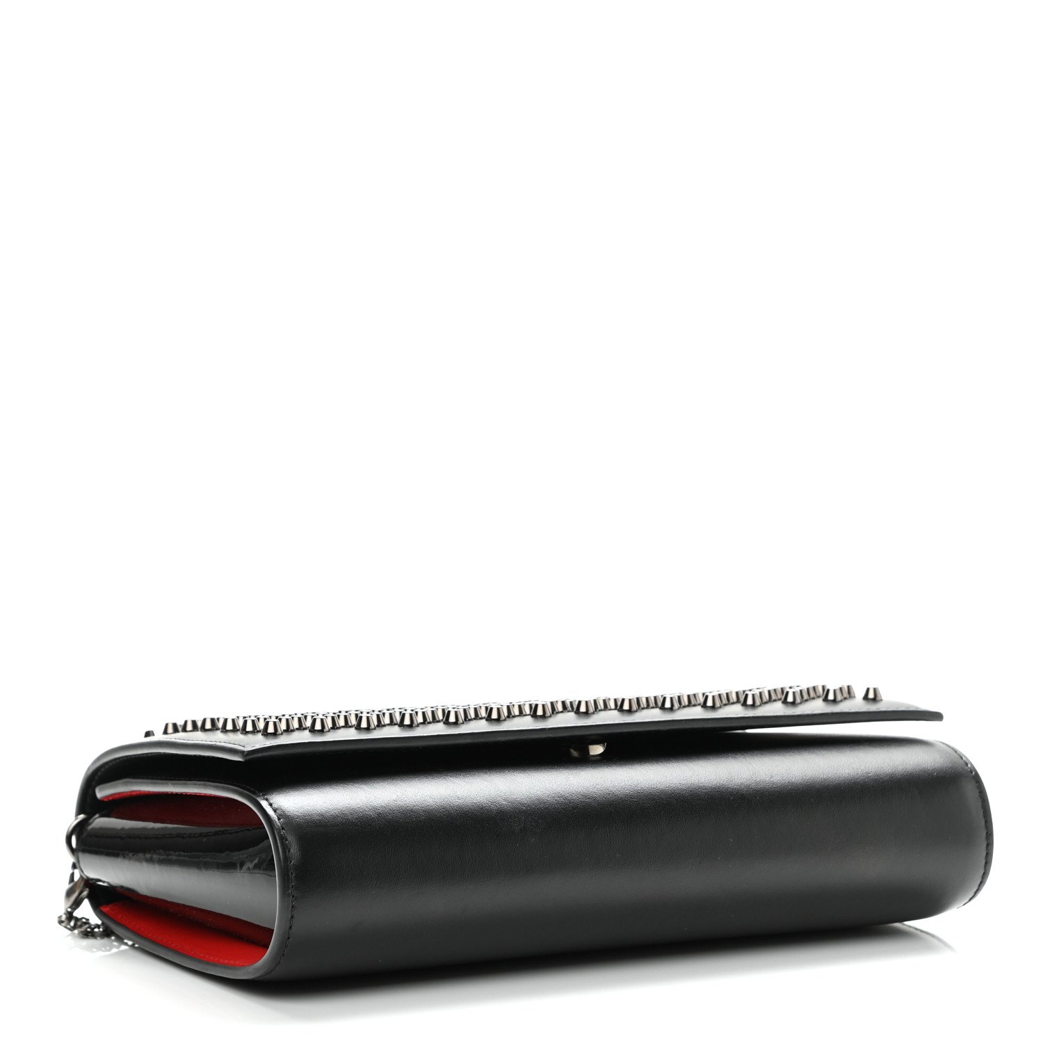 Christian Louboutin Calfskin Patent Spikes Paloma Clutch Black — view 3