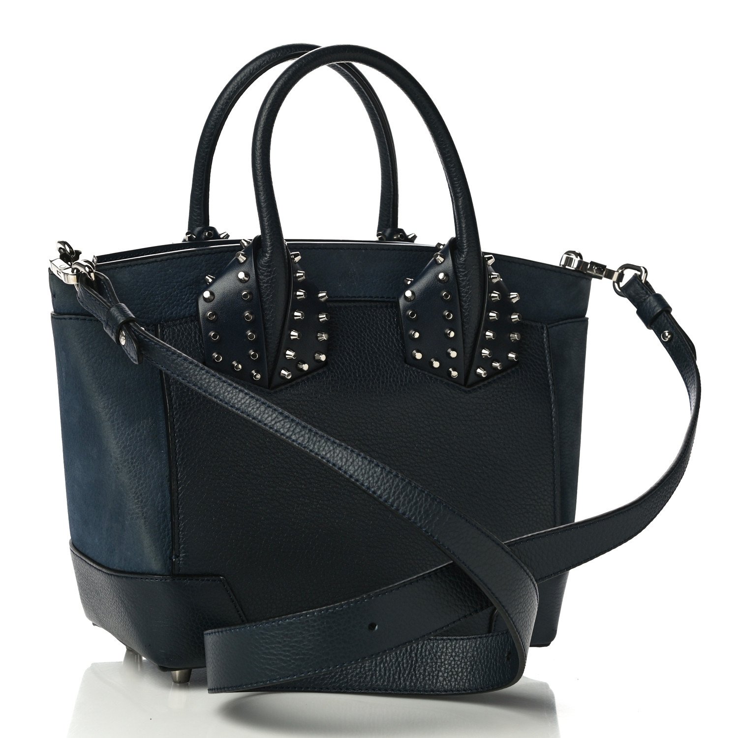 Christian Louboutin Suede Grained Calfskin Studded Small Eloise Tote Navy Blue — view 2