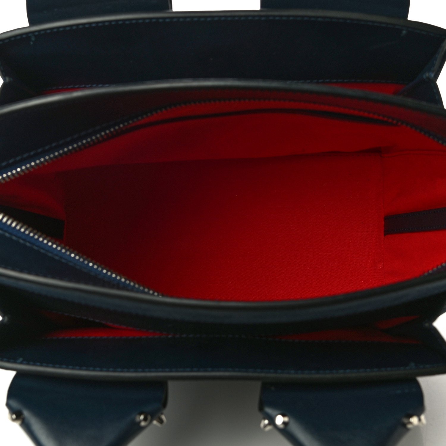 Christian Louboutin Suede Grained Calfskin Studded Small Eloise Tote Navy Blue — view 3