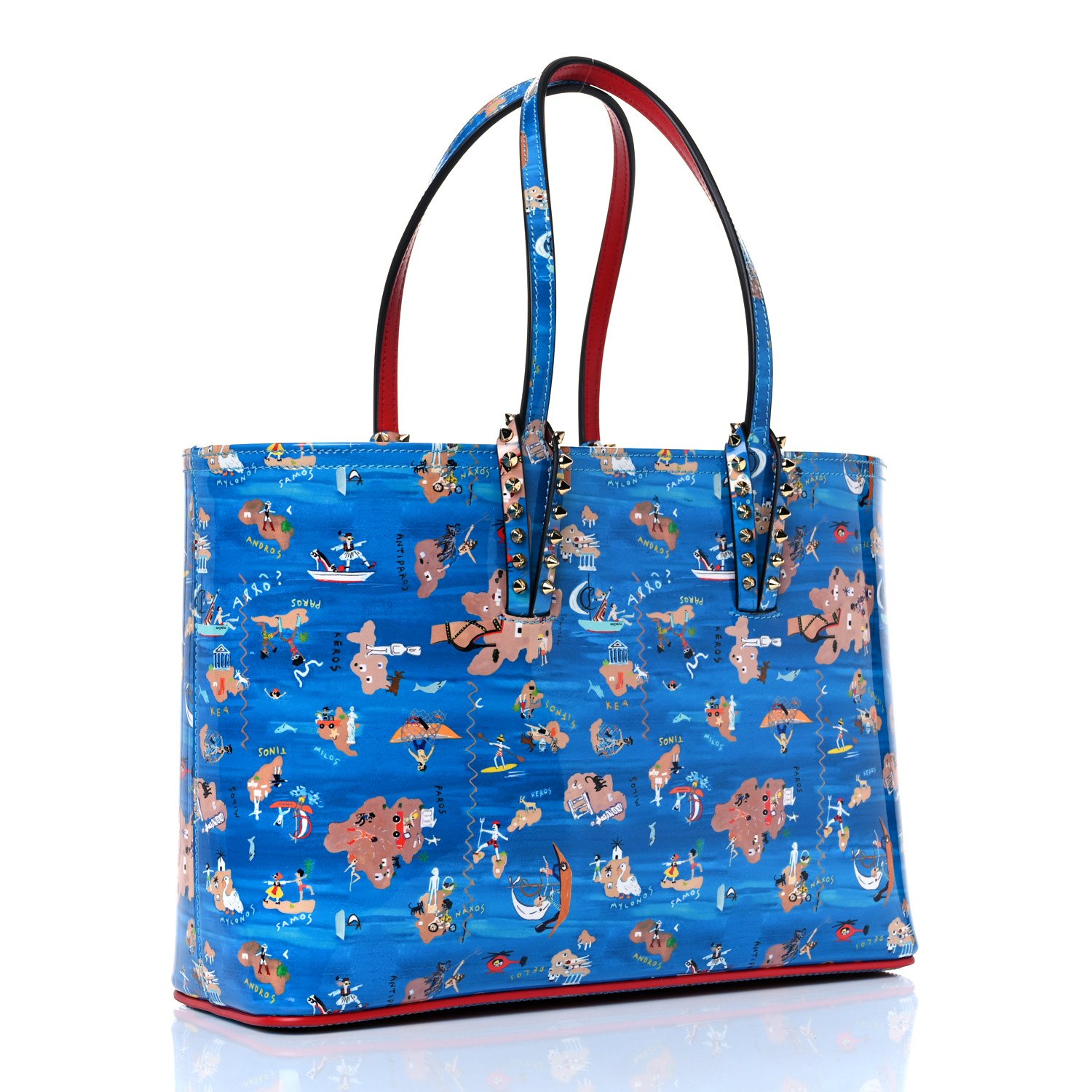 Christian Louboutin Patent Calfskin Small Greekaba Cabata Tote Blue — view 2
