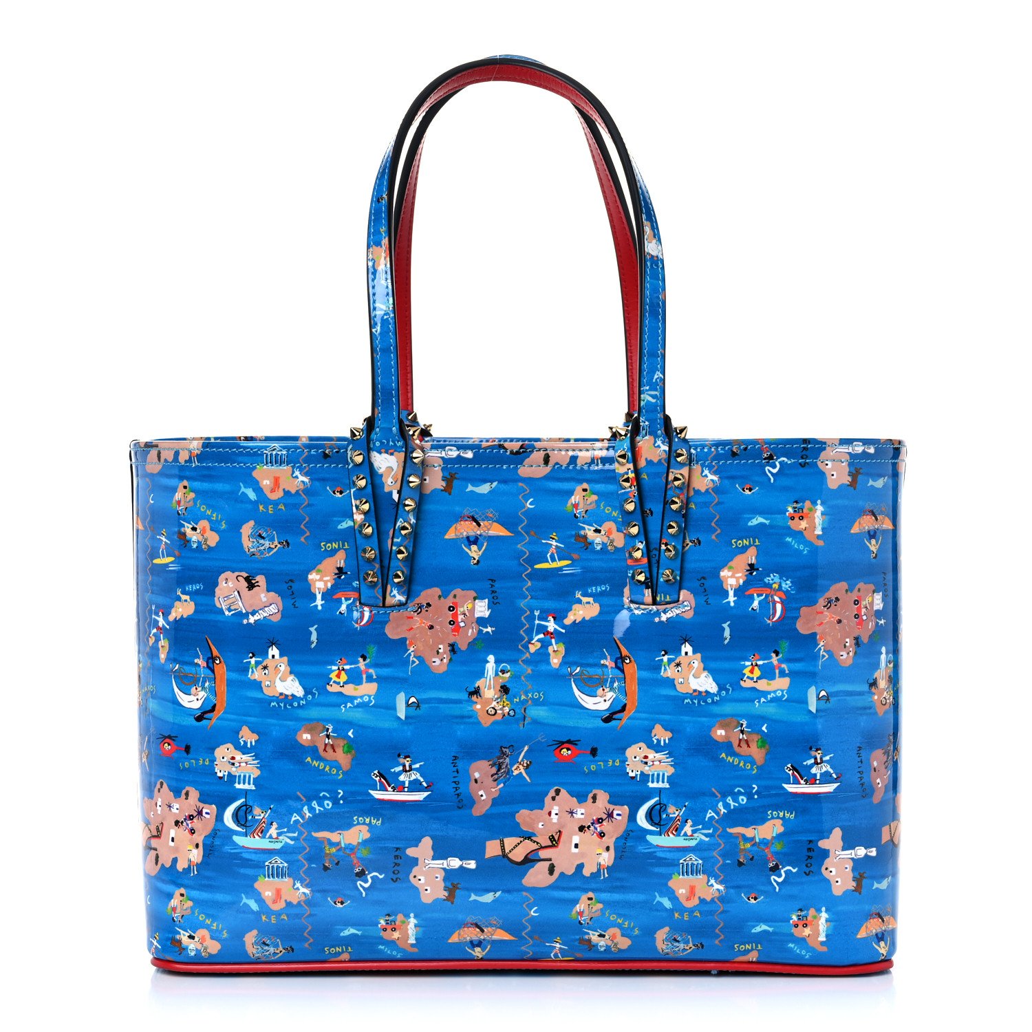 Christian Louboutin Patent Calfskin Small Greekaba Cabata Tote Blue — view 3