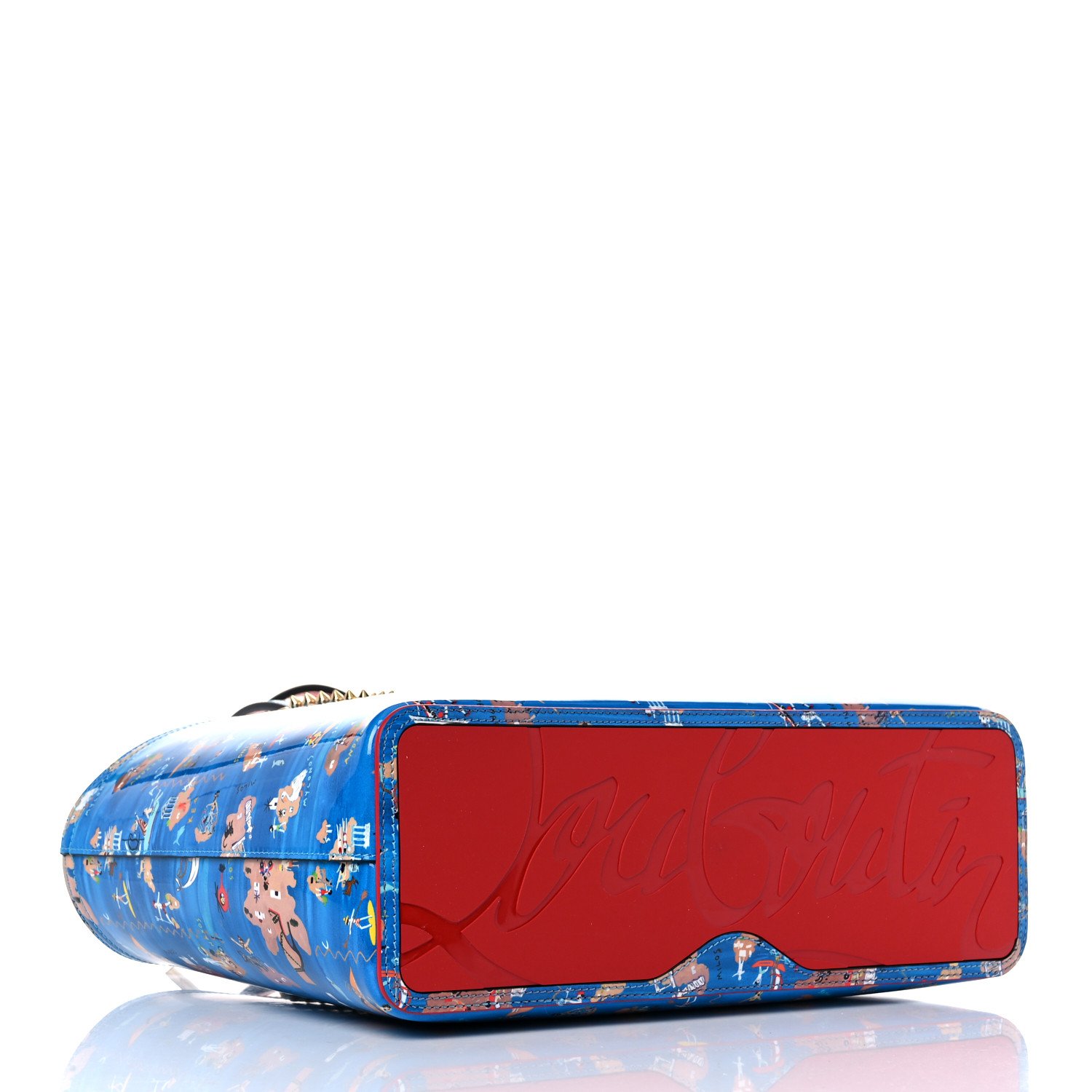 Christian Louboutin Patent Calfskin Small Greekaba Cabata Tote Blue — view 4