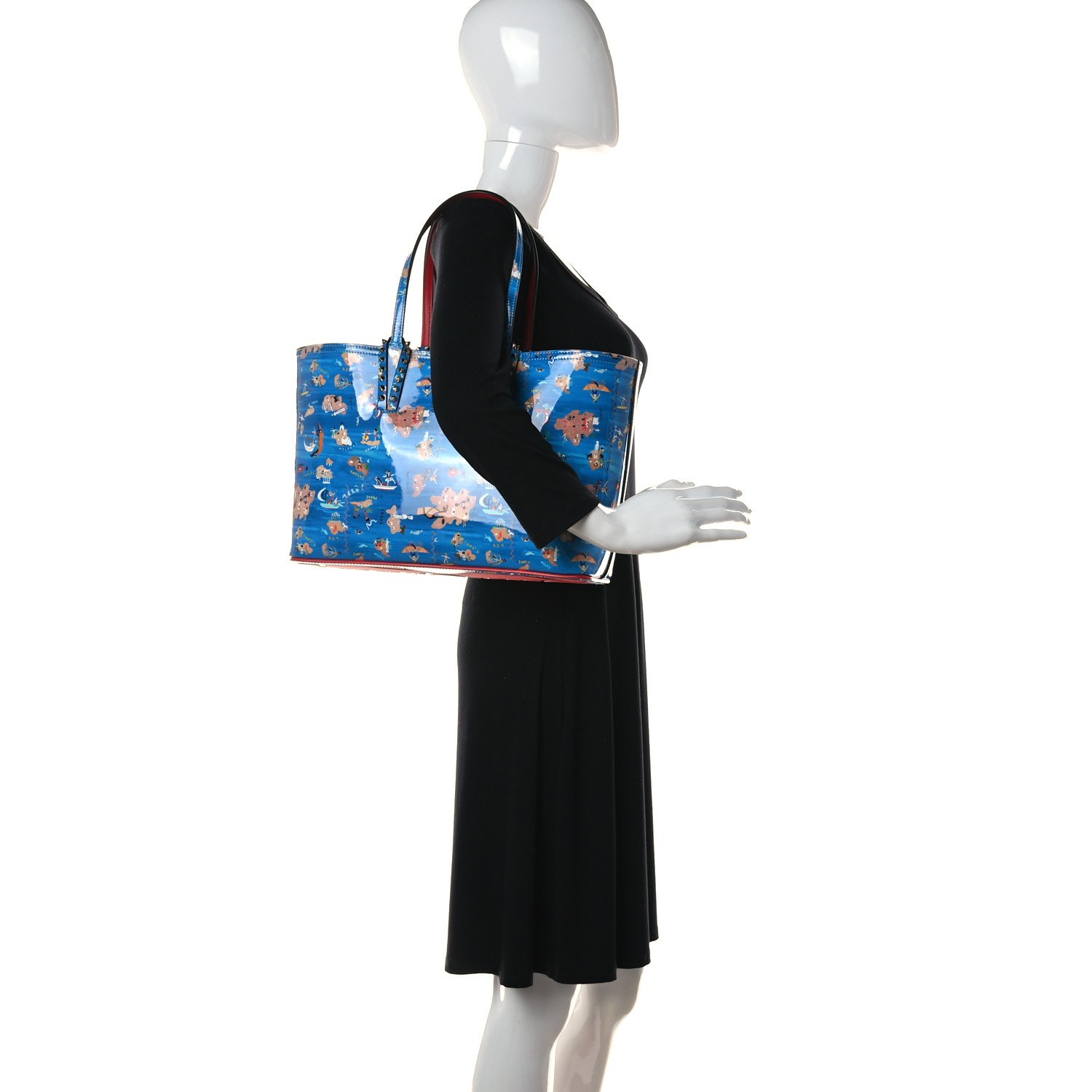 Christian Louboutin Patent Calfskin Small Greekaba Cabata Tote Blue — view 5