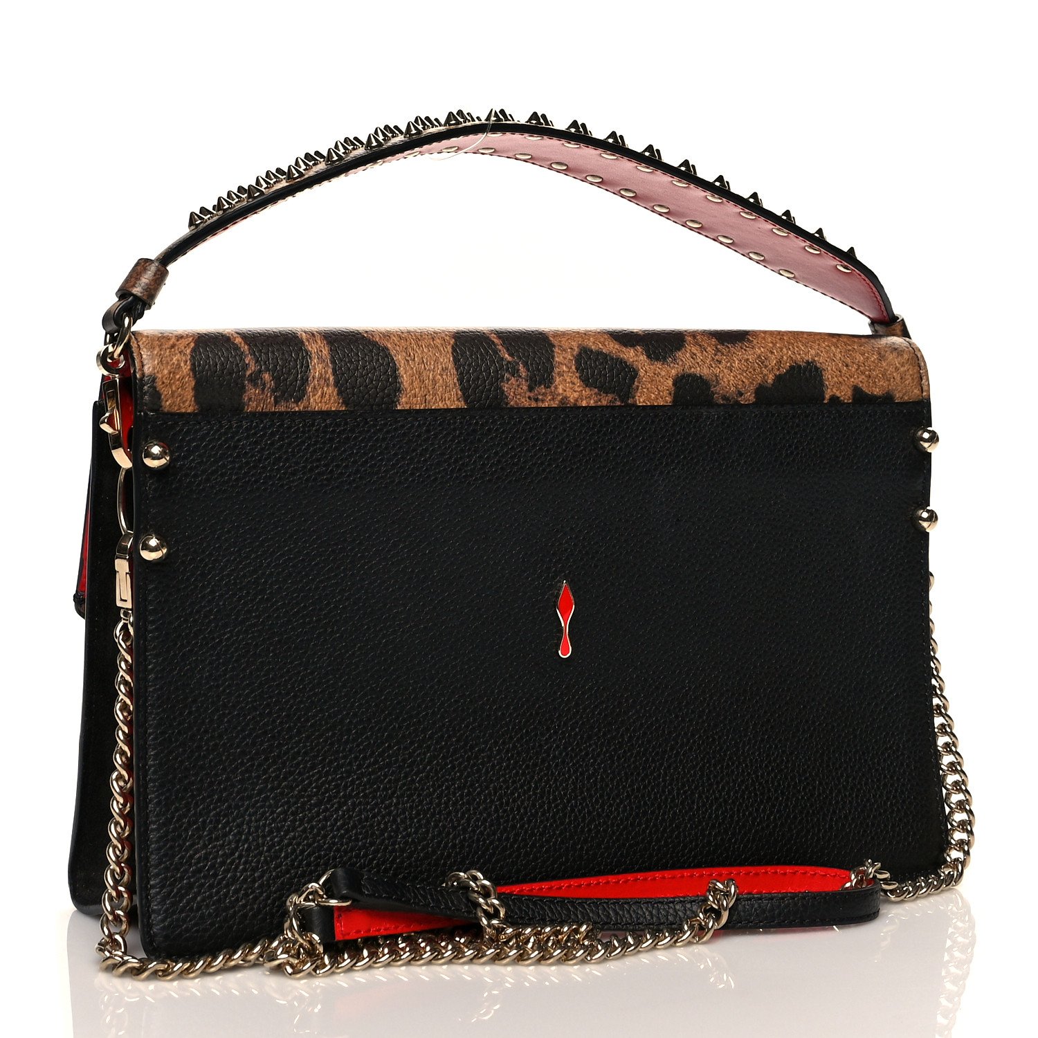 Christian Louboutin Calfskin Leopard Print Loubiblues Paris Clutch Bag Brown — view 2