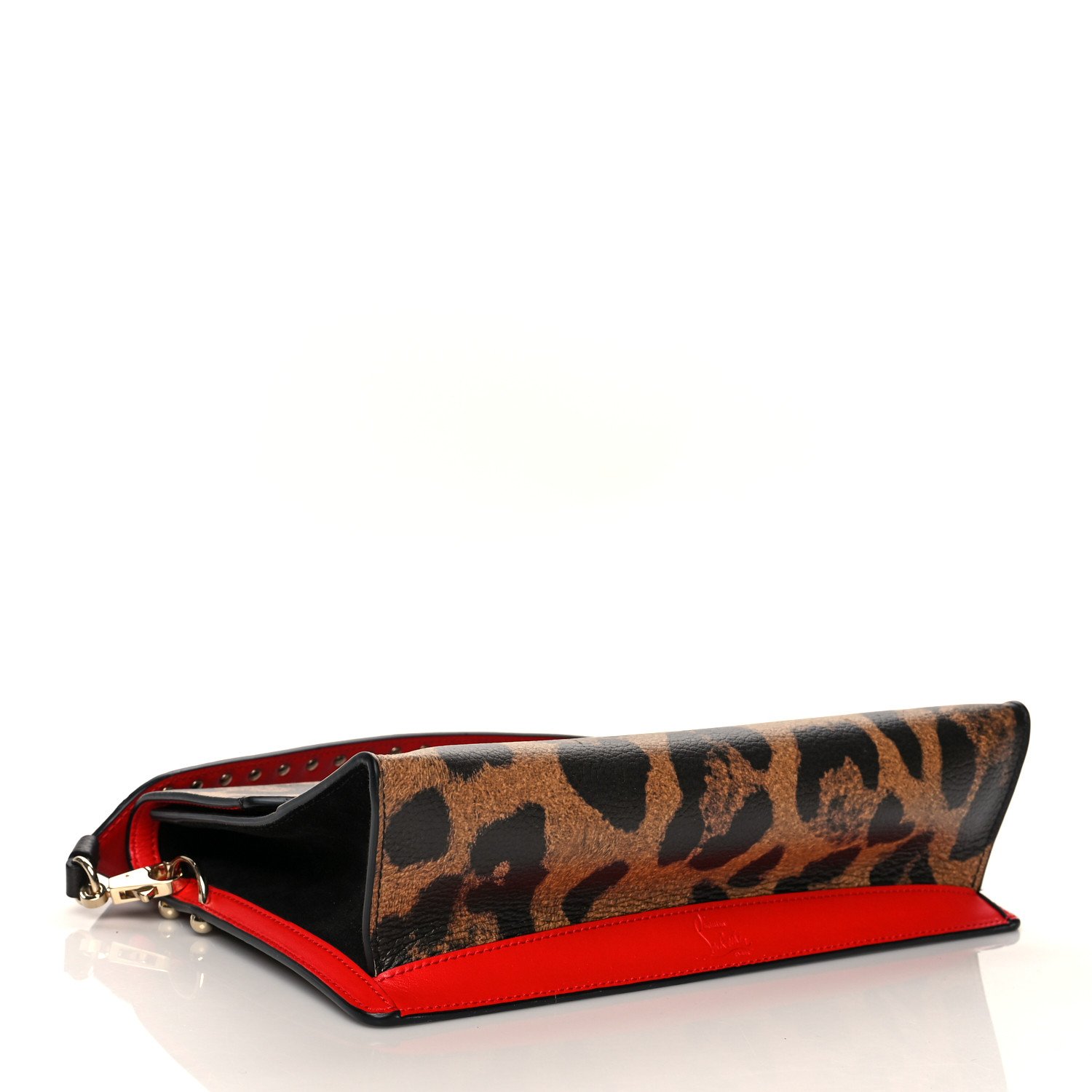 Christian Louboutin Calfskin Leopard Print Loubiblues Paris Clutch Bag Brown — view 4