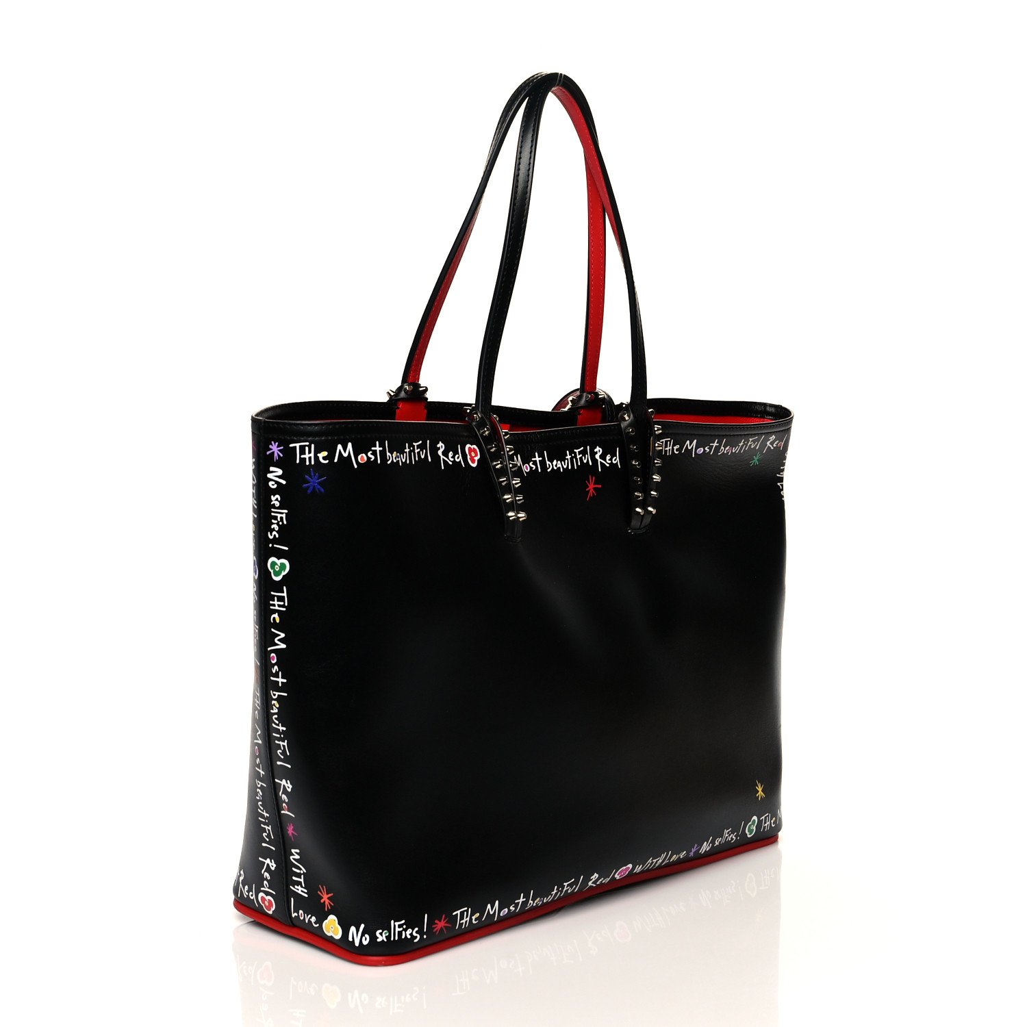Christian Louboutin Calfskin Beautiful Red East West Cabata Tote Black Multicolor — view 2