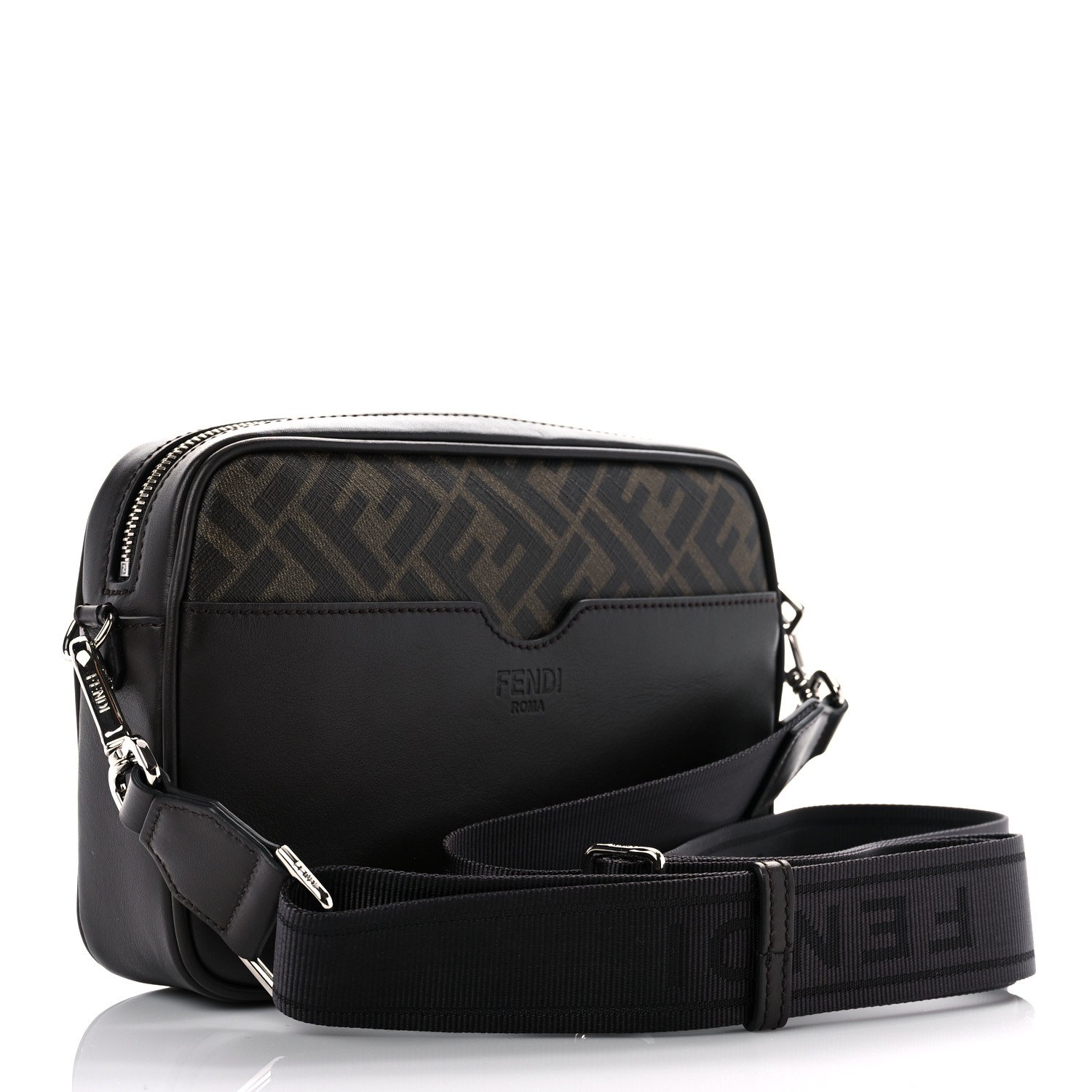 Fendi Glazed Fabric FF 1974 Roma Medium Camera Case Tobacco Sunflower — view 2