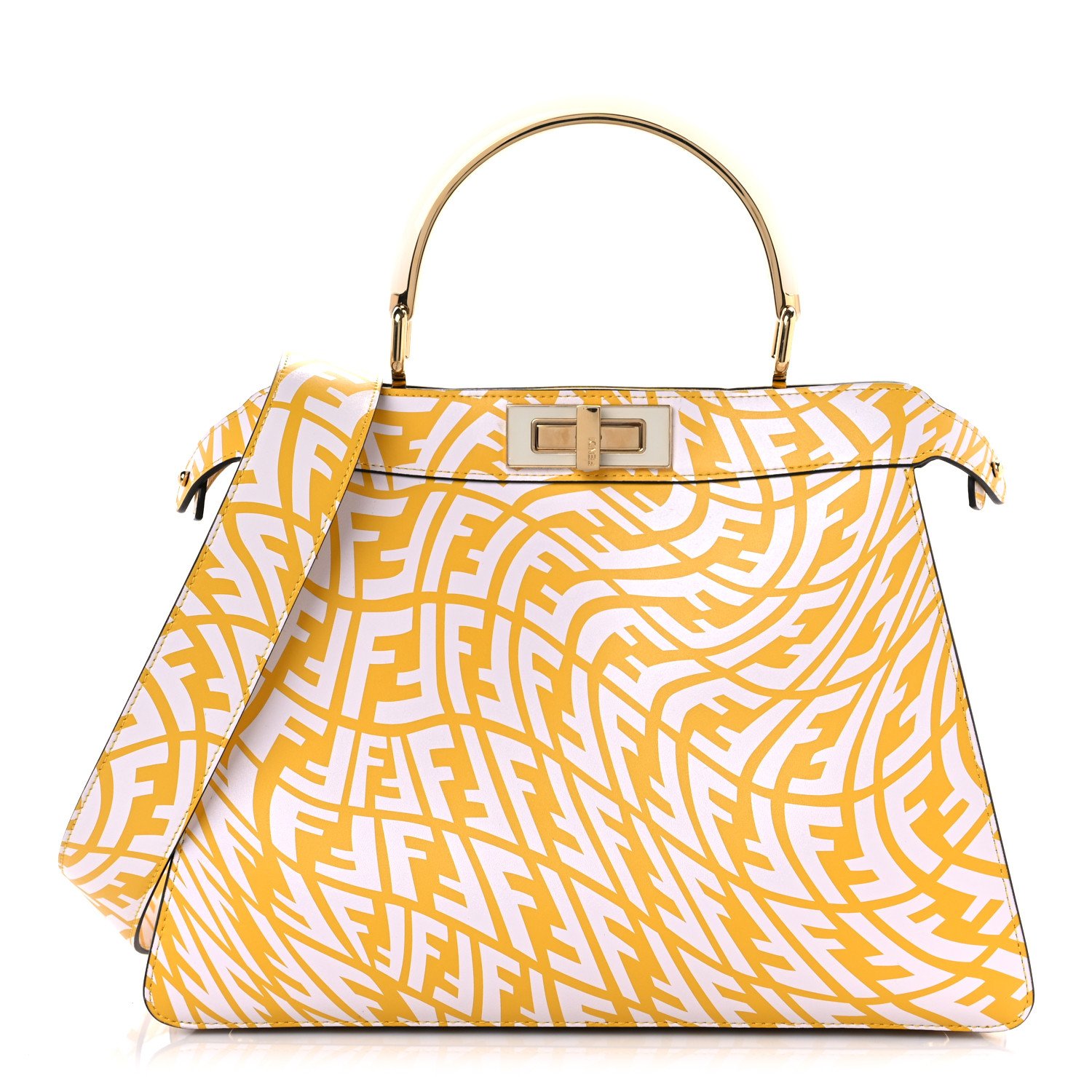 Fendi X SARAH COLEMAN Vitello FF Vertigo Peekaboo Iconic Satchel Mimosa White — view 2