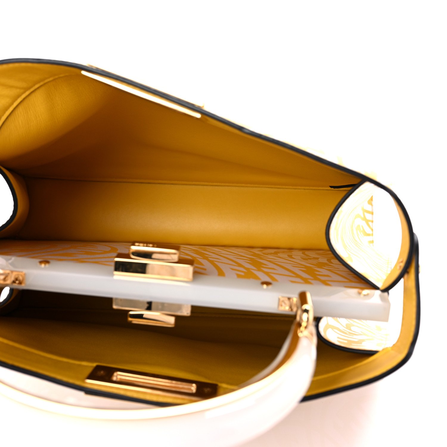 Fendi X SARAH COLEMAN Vitello FF Vertigo Peekaboo Iconic Satchel Mimosa White — view 3
