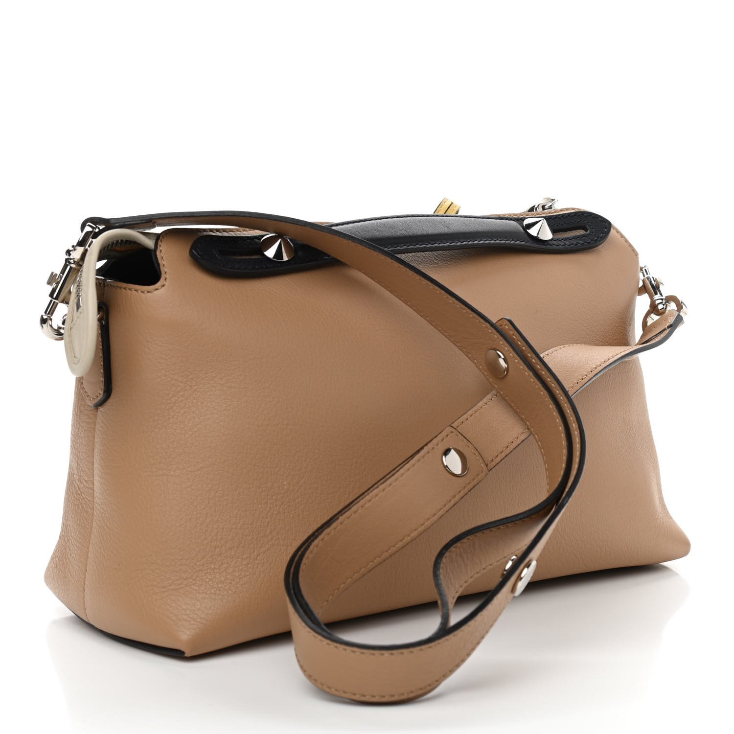 Fendi Calfskin Medium By The Way Boston Bag Sand Grano Multicolor
