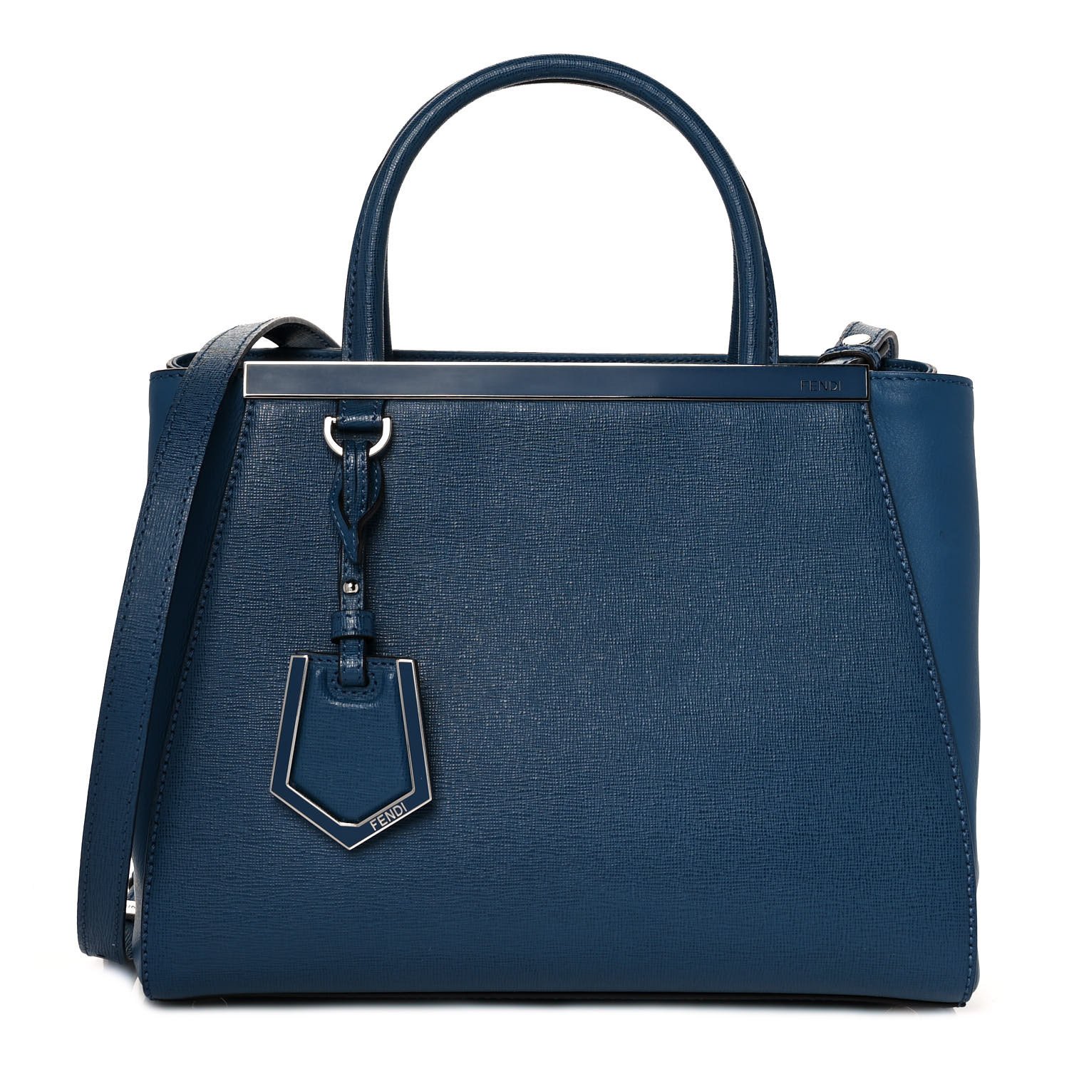Fendi Vitello Elite Petite 2Jours Tote Blue Cobalto