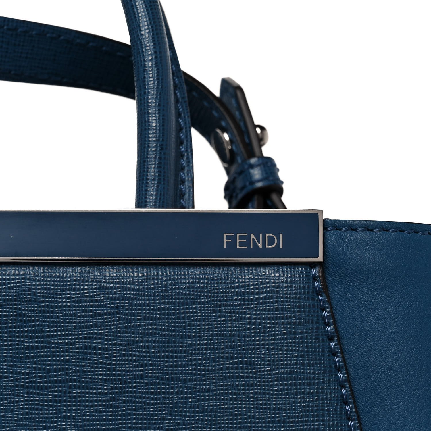 Fendi Vitello Elite Petite 2Jours Tote Blue Cobalto — view 3