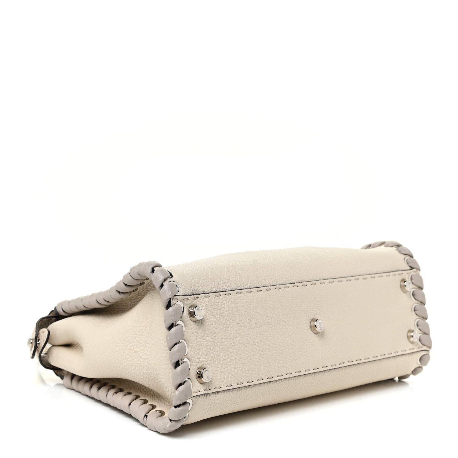 Fendi Nappa Lace Up Mini Peekaboo Iconic Satchel White — view 3