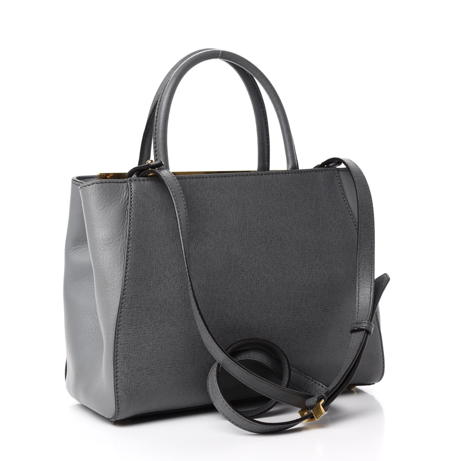 Fendi Vitello Elite Petite 2Jours Tote Grigio — view 2