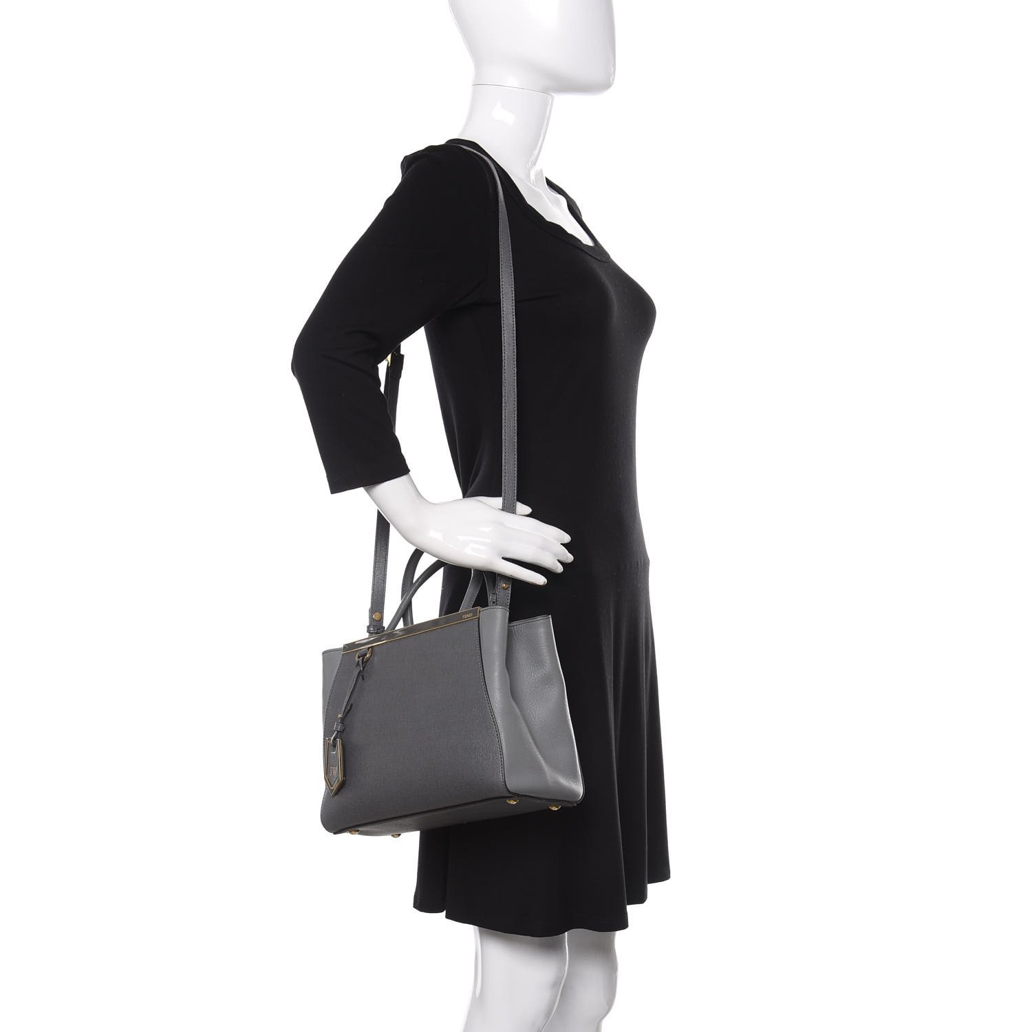 Fendi Vitello Elite Petite 2Jours Tote Grigio — view 5