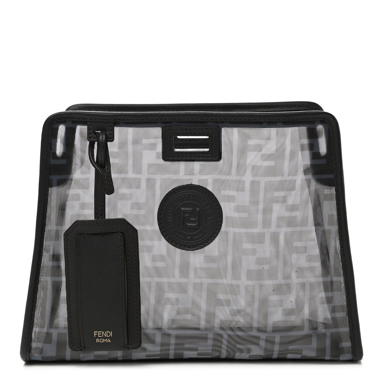 Fendi Mesh FF 1974 Mini Peekaboo Defender Cover Azzurro Black Ebano