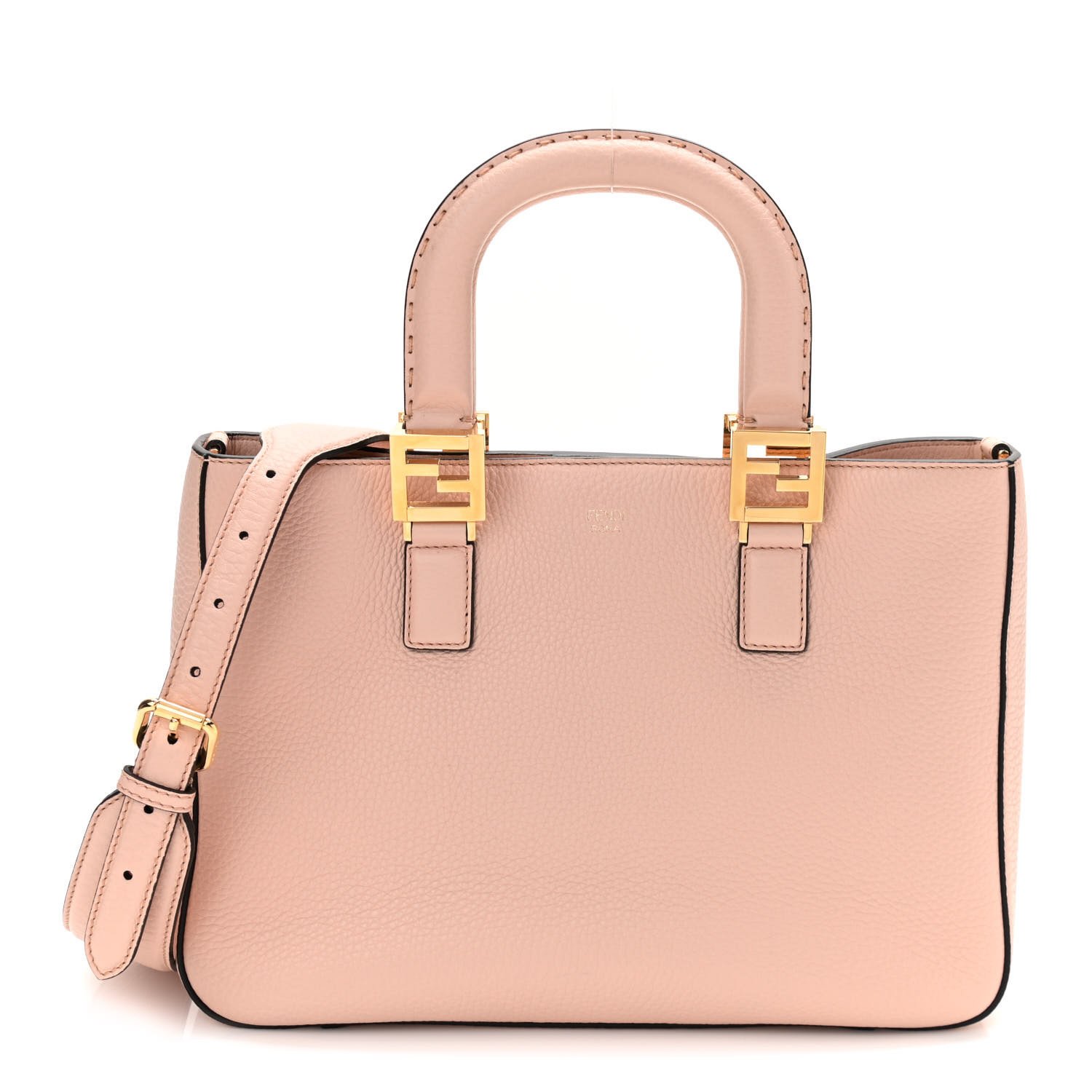 Fendi Calfskin Romano Selleria Small FF Tote Pink — view 2