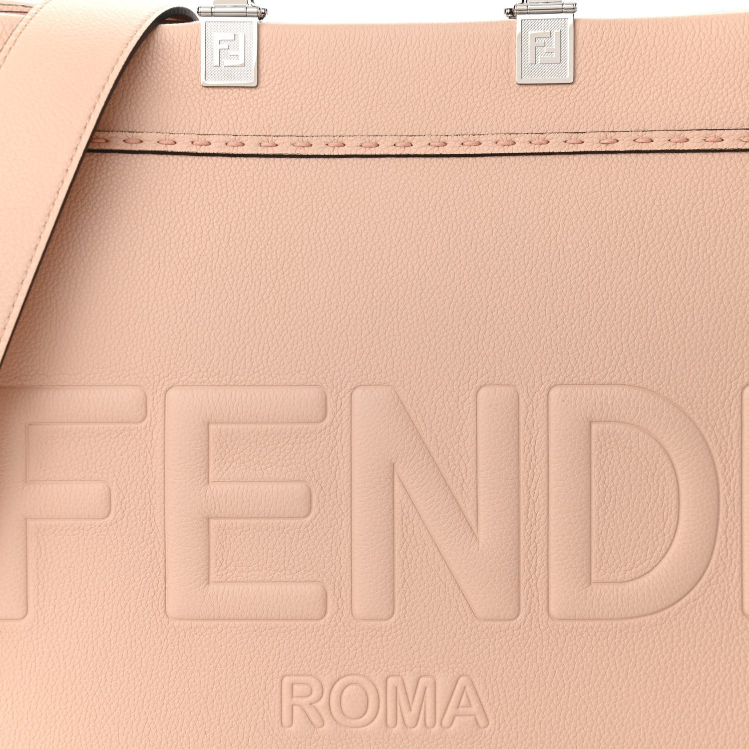 Fendi Calfskin Plexiglass Medium Fendi Sunshine Shopper Tote Pale Pink — view 3