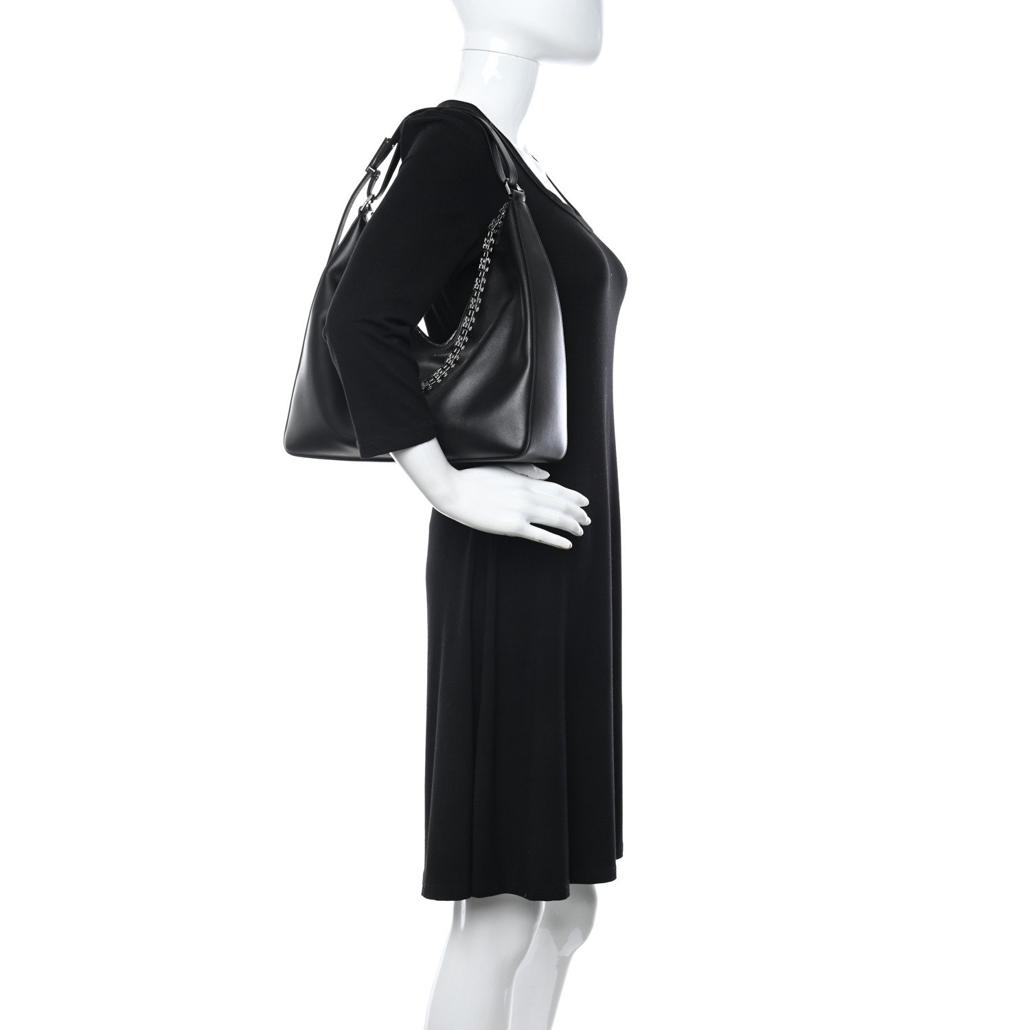 Givenchy Smooth Calfskin Medium Moon Cut Shoulder Bag Black — view 4