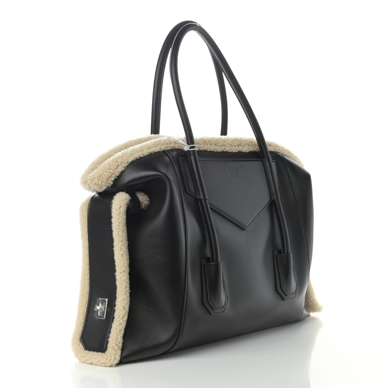 Givenchy Shearling Calfskin Medium Soft Lock Antigona Shoulder Bag Black Natural — view 2
