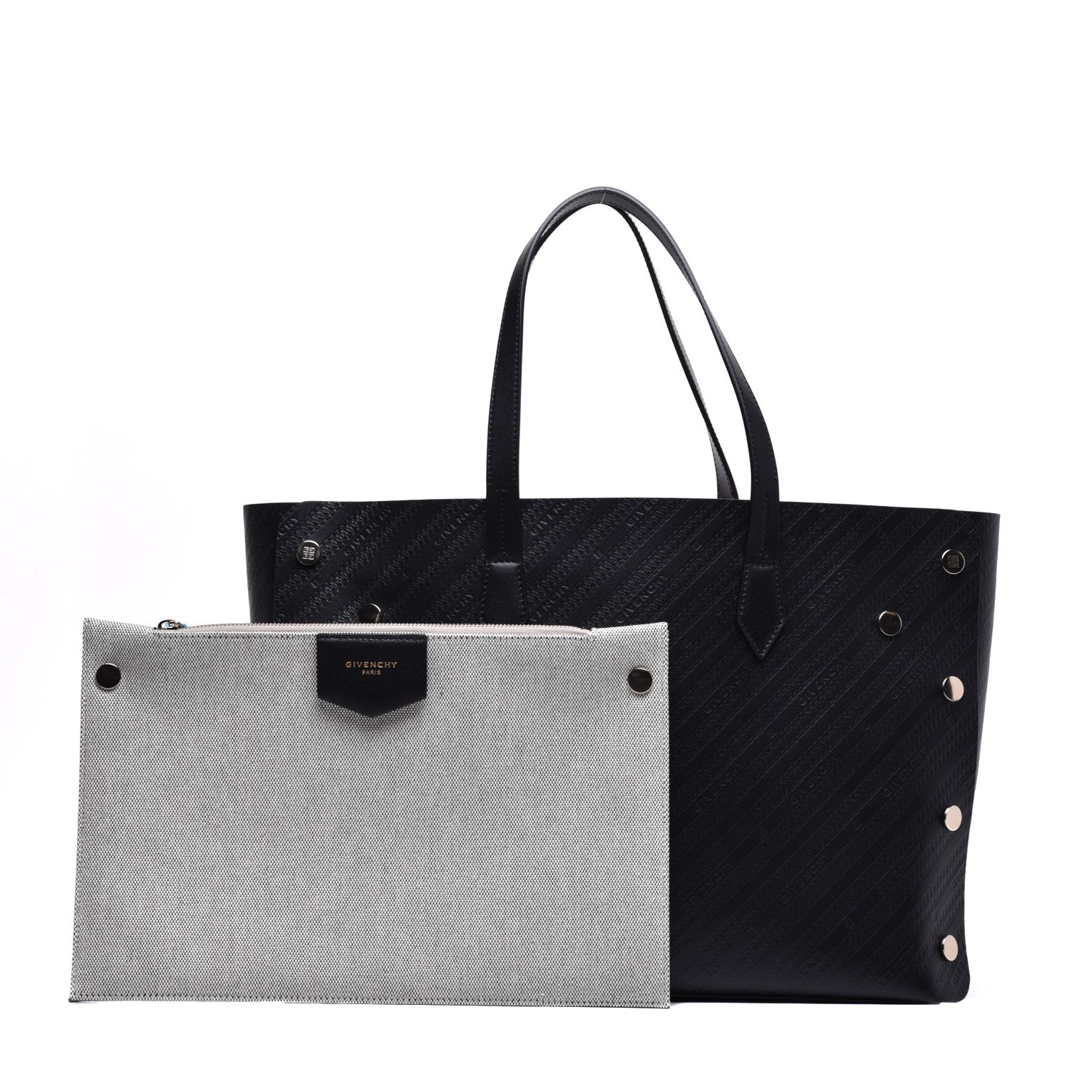 Givenchy Calfskin Chain Embossed Medium Bond Shopper Tote Black