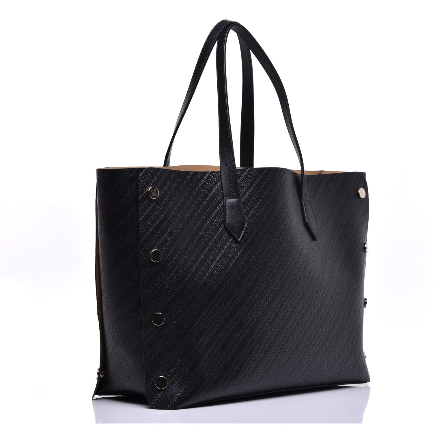 Givenchy Calfskin Chain Embossed Medium Bond Shopper Tote Black — view 3