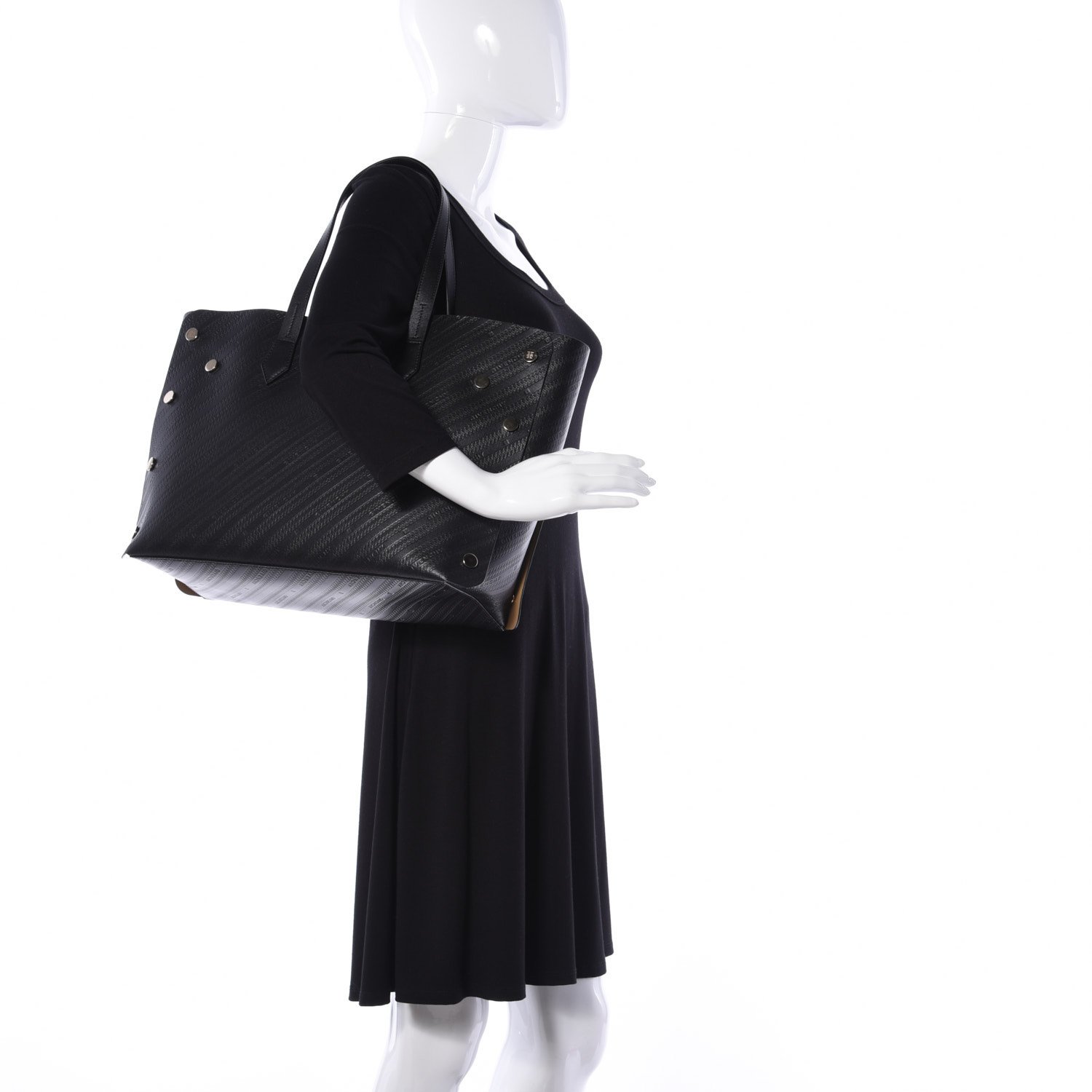 Givenchy Calfskin Chain Embossed Medium Bond Shopper Tote Black — view 4