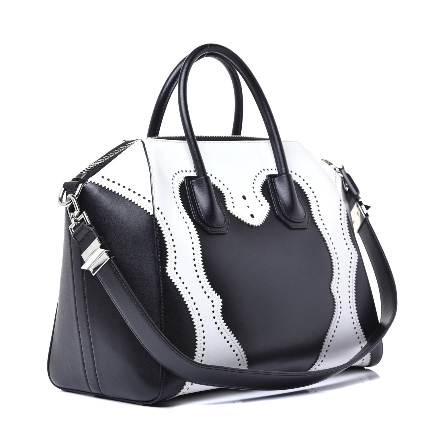 Givenchy Calfskin Brogue Medium Antigona Black White — view 2