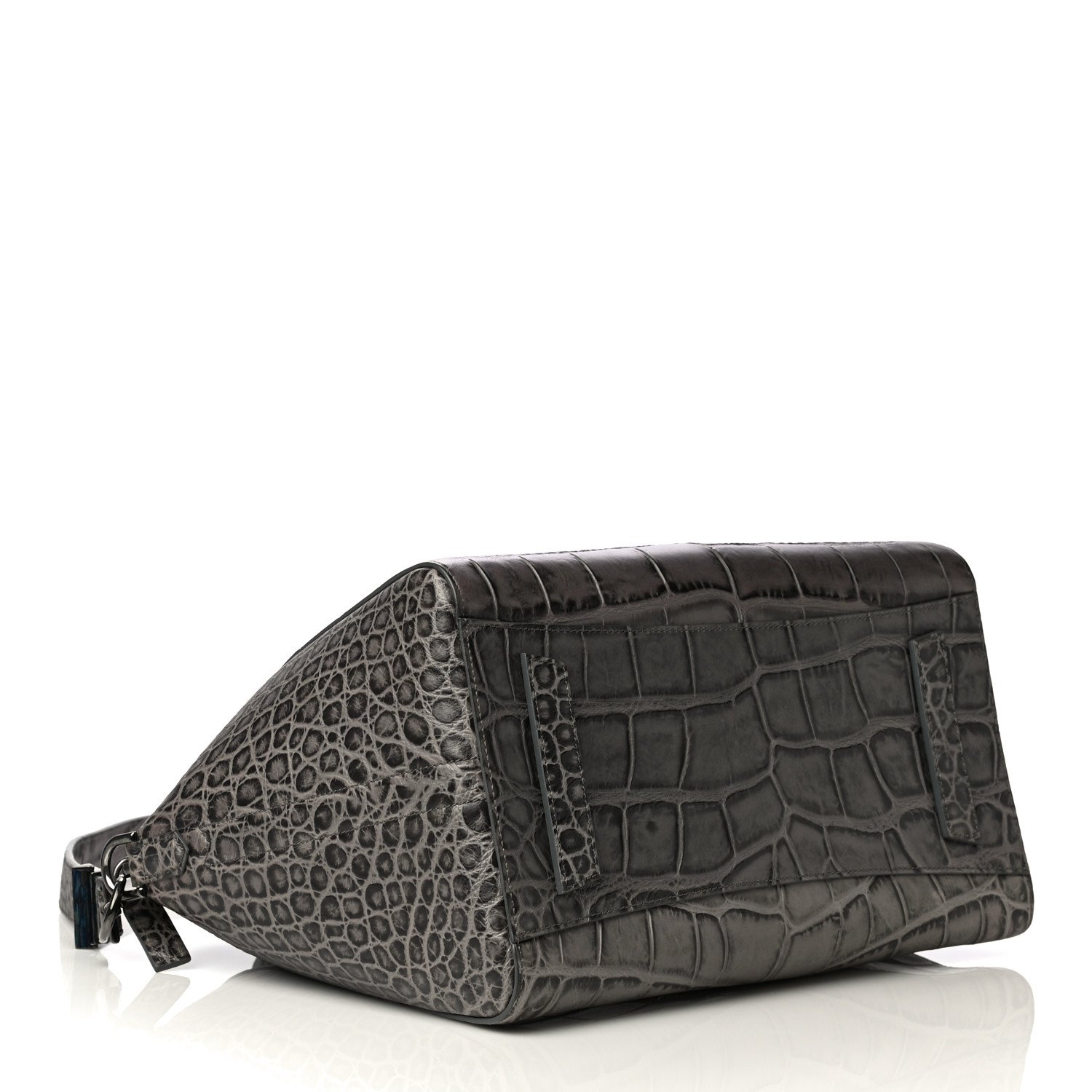 Givenchy Calfskin Crocodile Embossed 3D Stud Medium Antigona Storm Grey — view 3