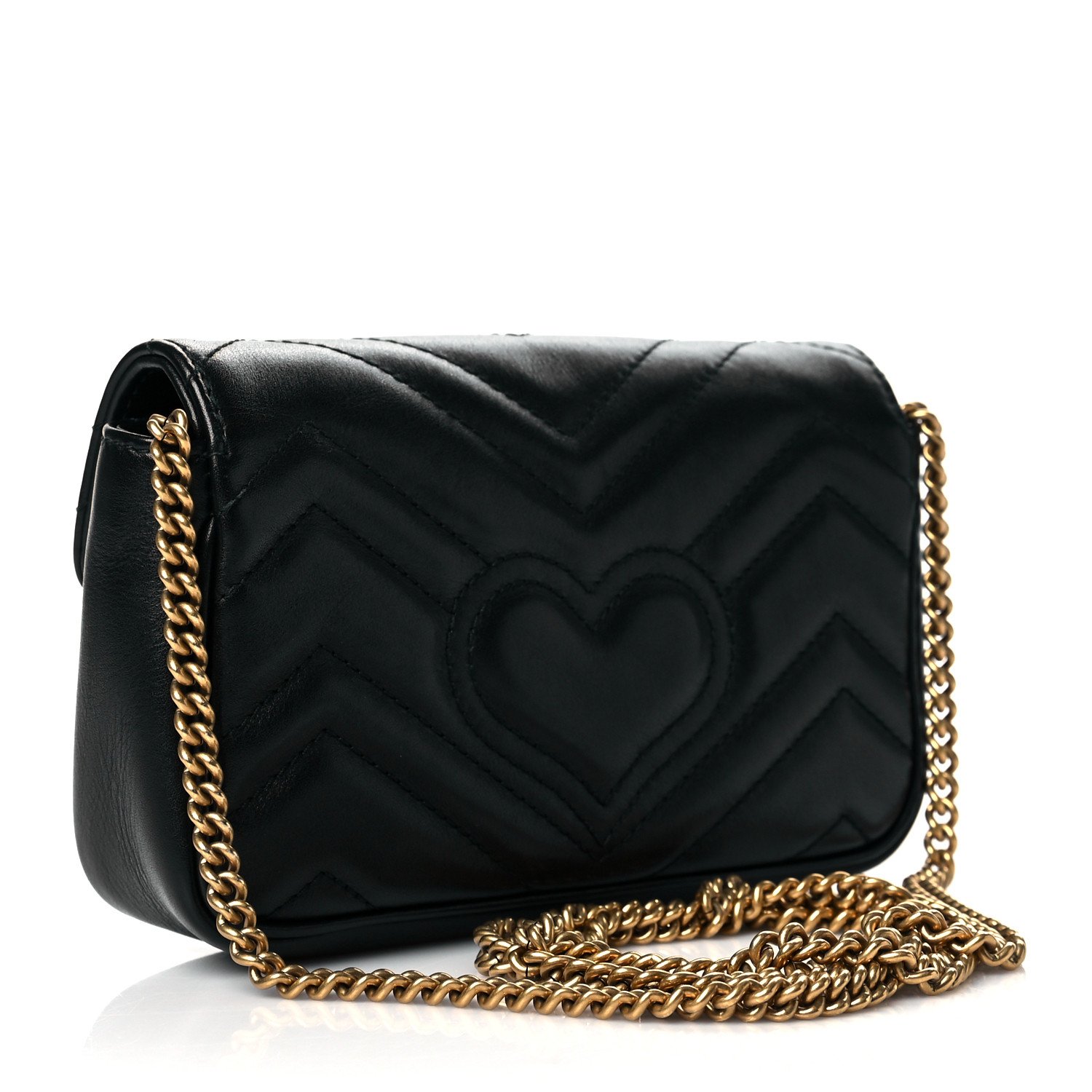 Gucci Calfskin Matelasse Super Mini GG Marmont Shoulder Bag Black — view 2
