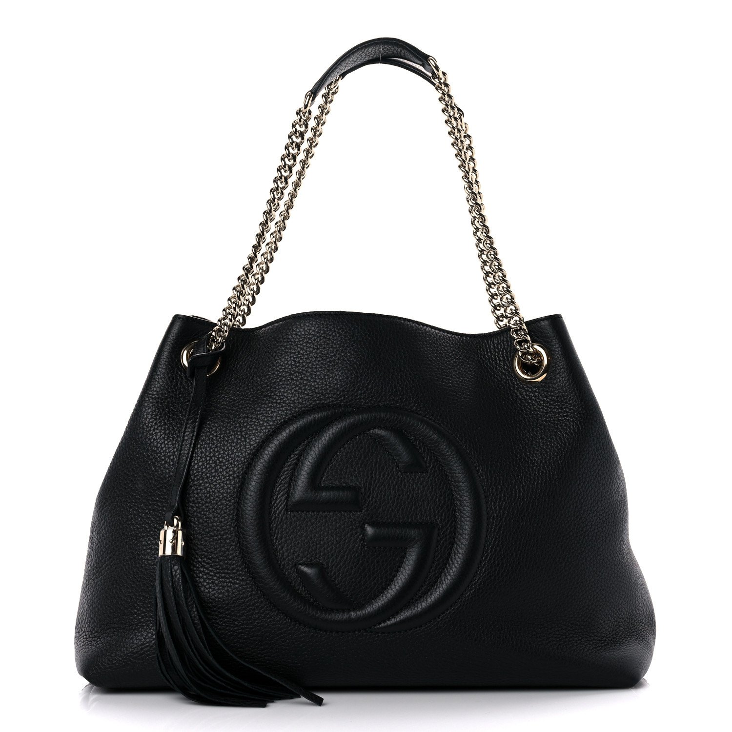 Gucci Pebbled Calfskin Medium Soho Chain Shoulder Bag Black