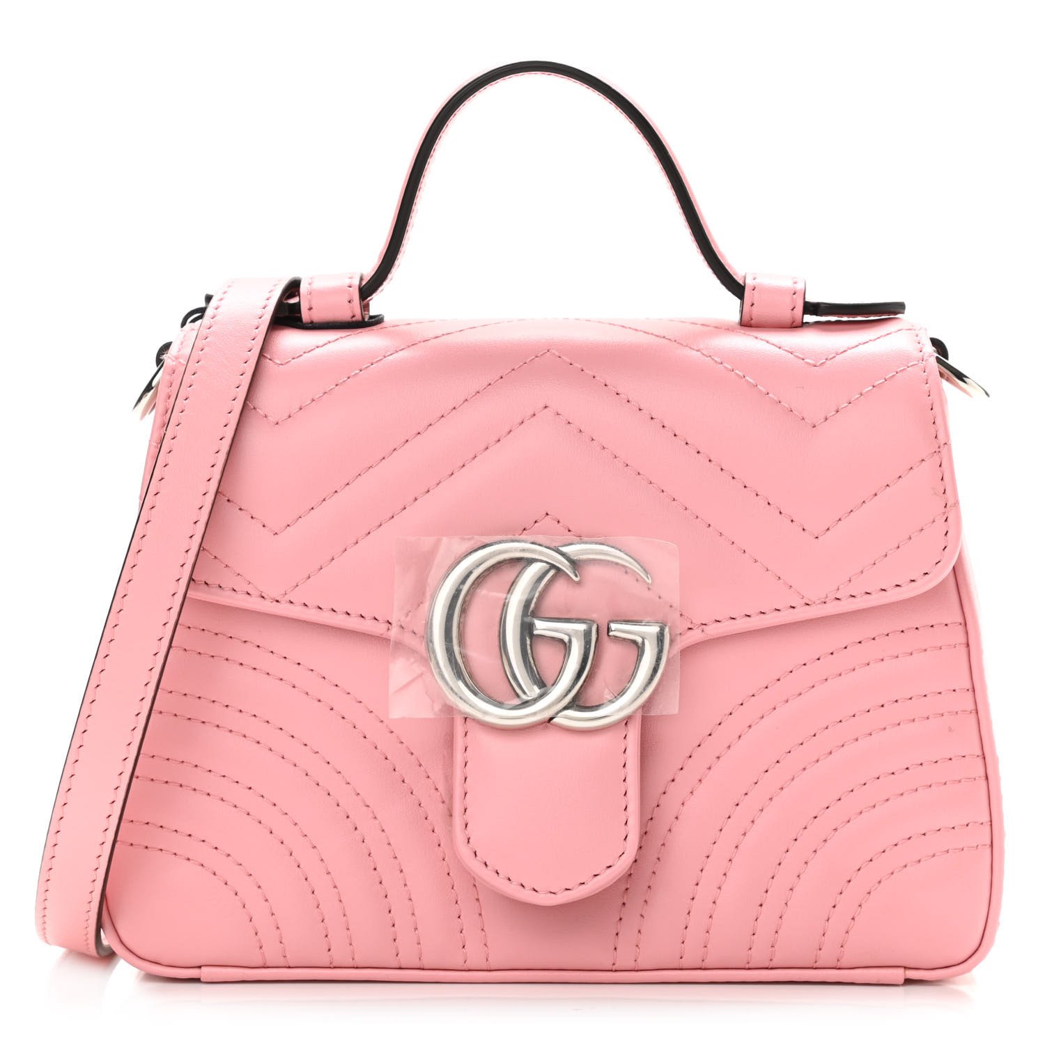 Gucci Calfskin Matelasse Mini GG Marmont Top Handle Shoulder Bag Wild Rose — view 2