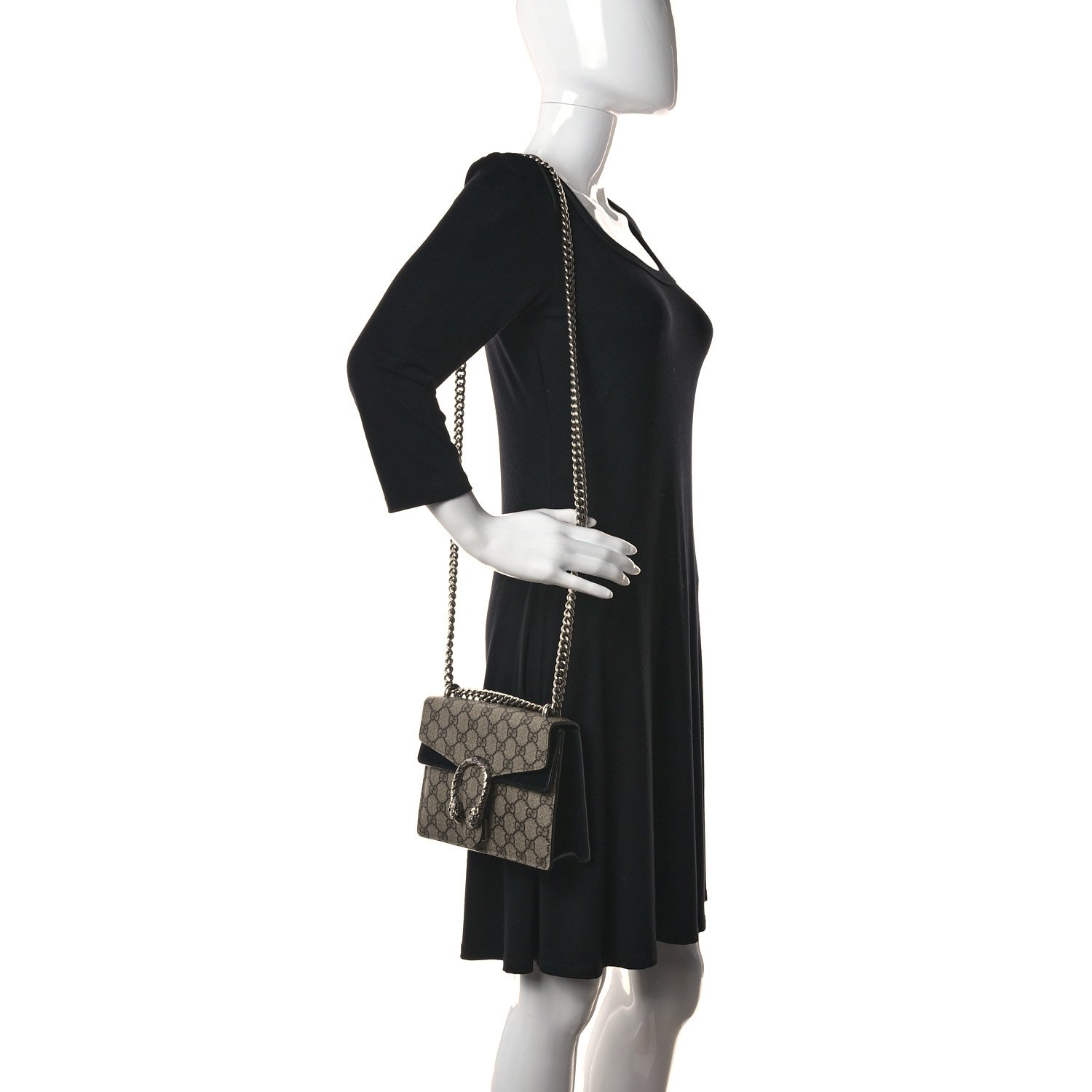 Gucci GG Supreme Monogram Mini Dionysus Shoulder Bag Black — view 3