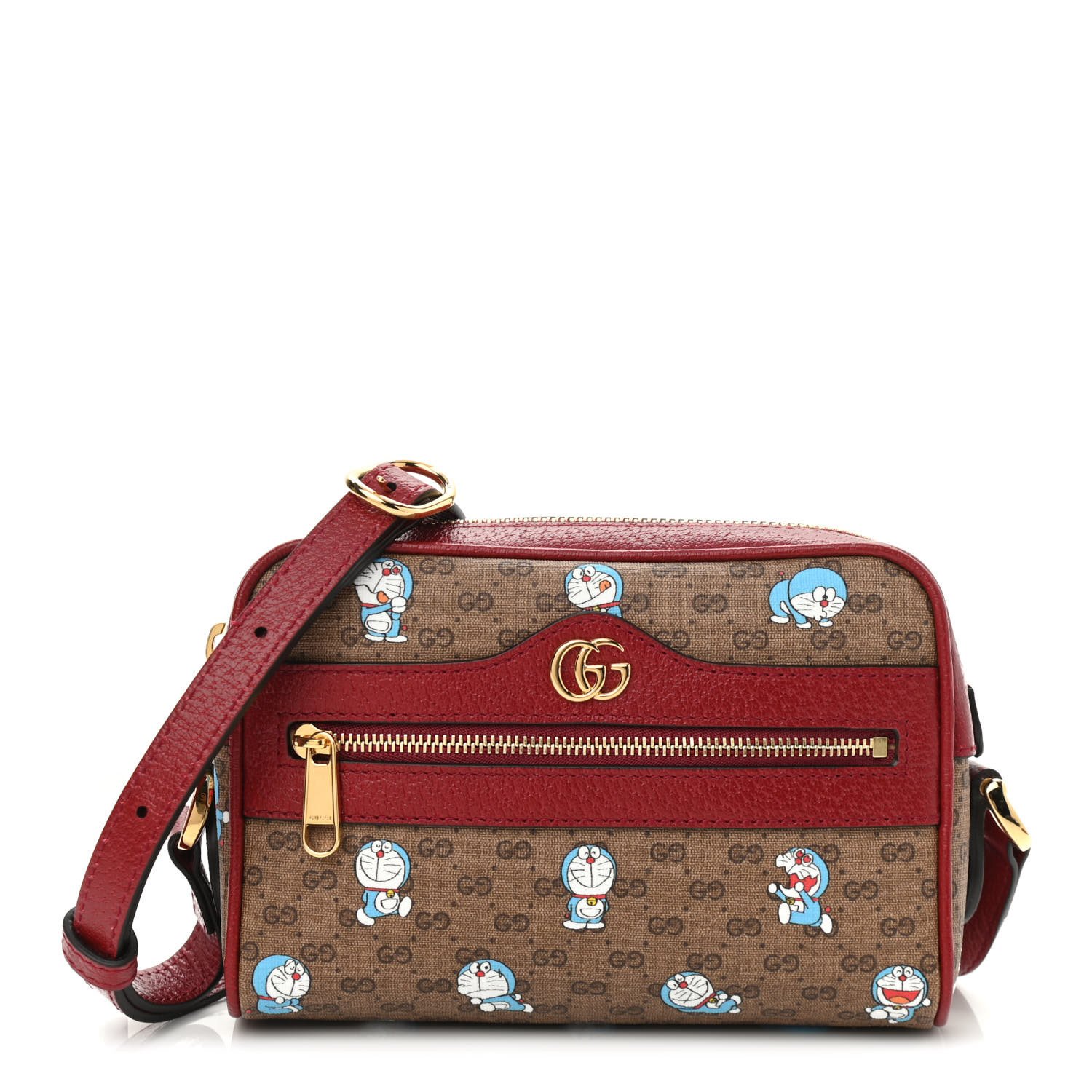 Gucci X DORAEMON Mini Vintage GG Supreme Monogram Camera Bag Beige Cherry Red — view 2