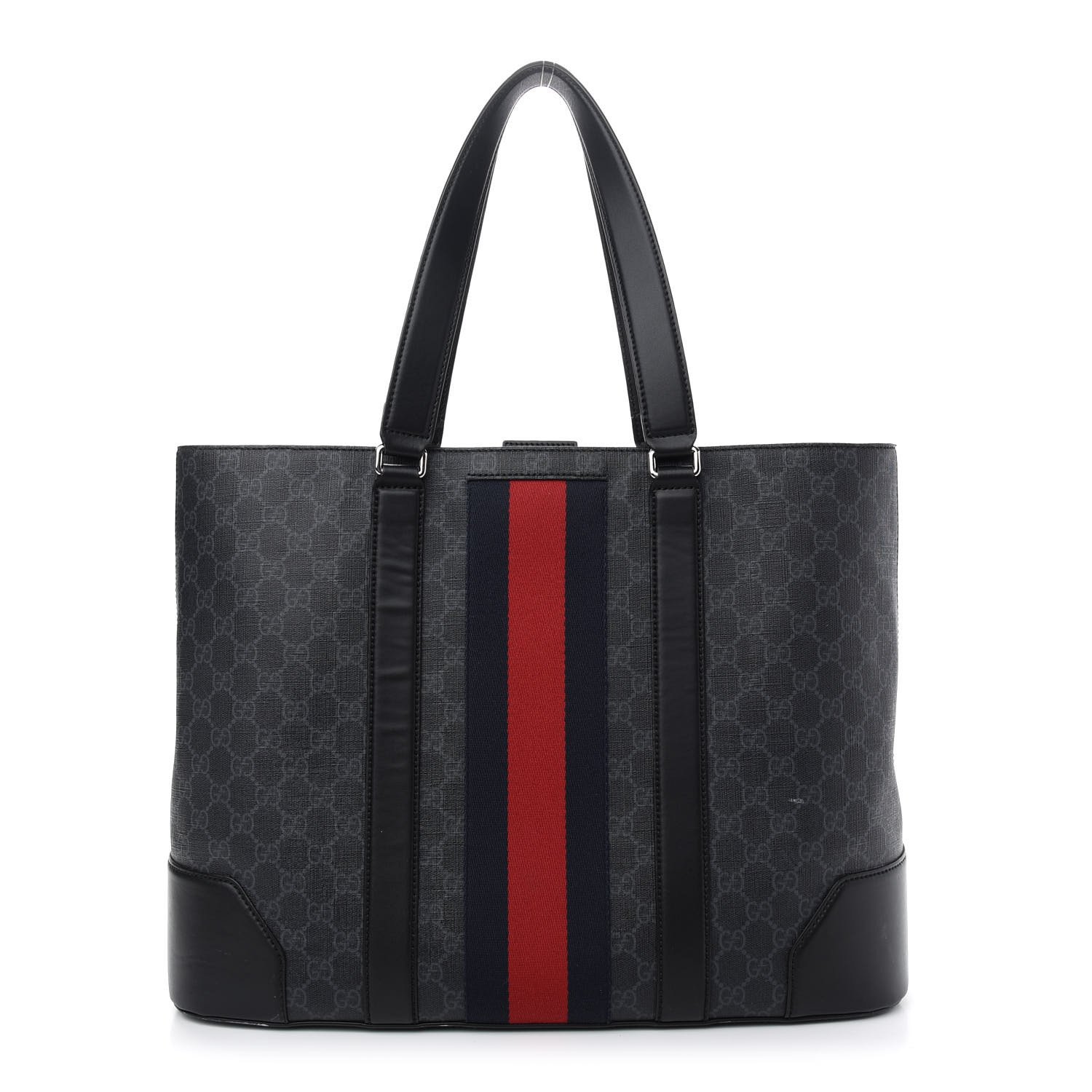 Gucci GG Supreme Monogram Web Tote Black Grey