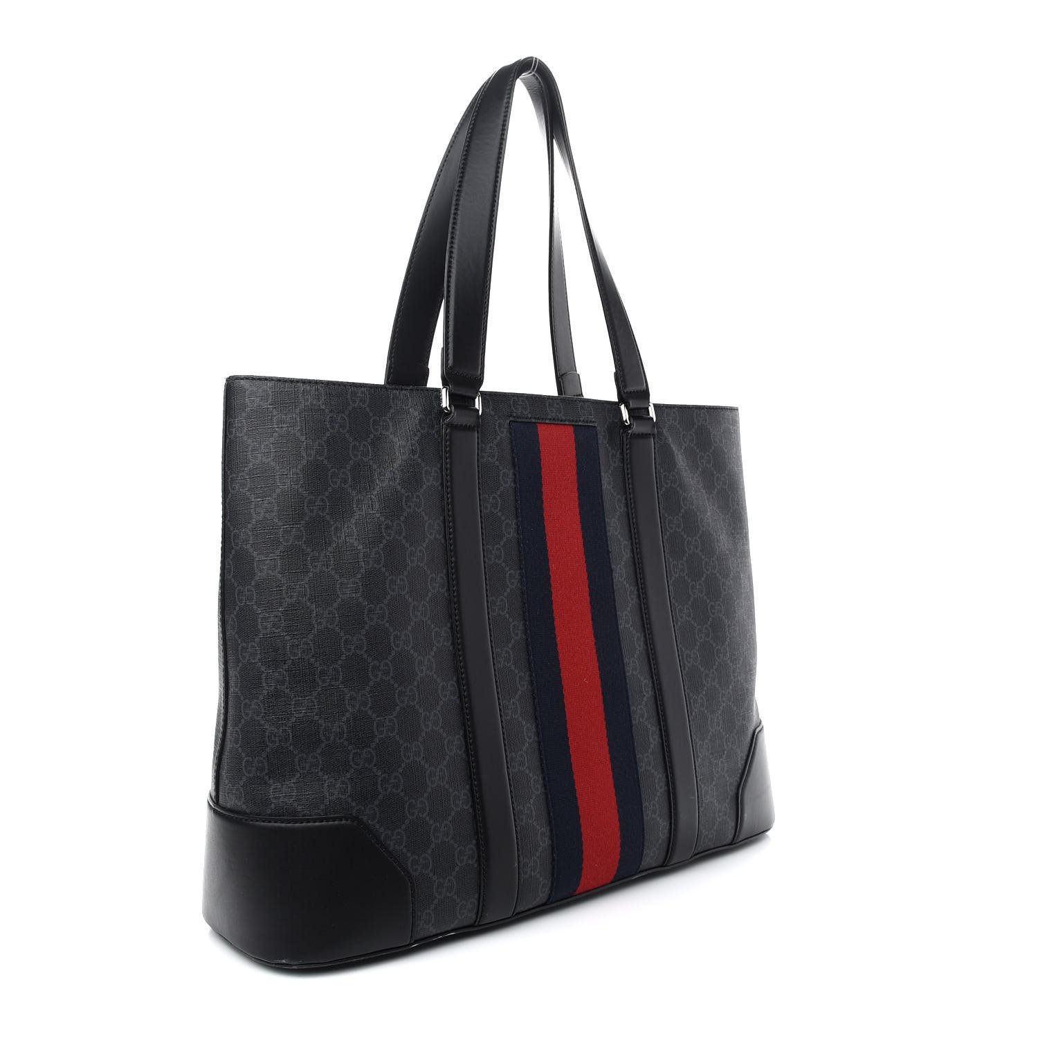Gucci GG Supreme Monogram Web Tote Black Grey — view 2
