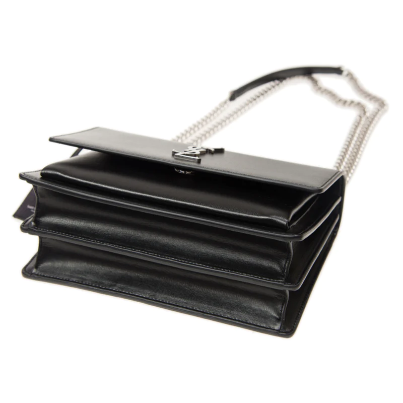 NEW Saint Laurent Black Medium Sunset Leather Crossbody Shoulder Bag — view 2