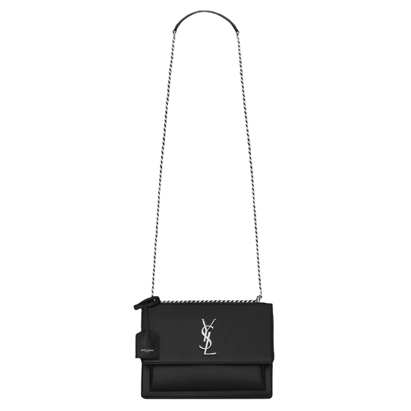 NEW Saint Laurent Black Medium Sunset Leather Crossbody Shoulder Bag — view 3