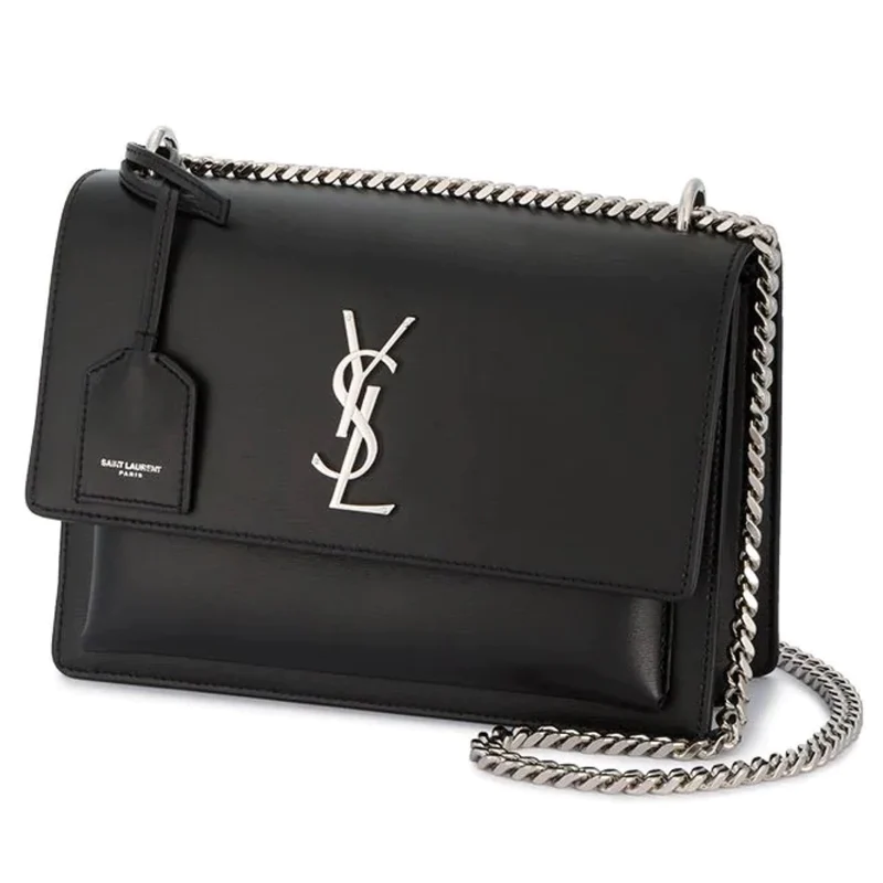 NEW Saint Laurent Black Medium Sunset Leather Crossbody Shoulder Bag — view 4