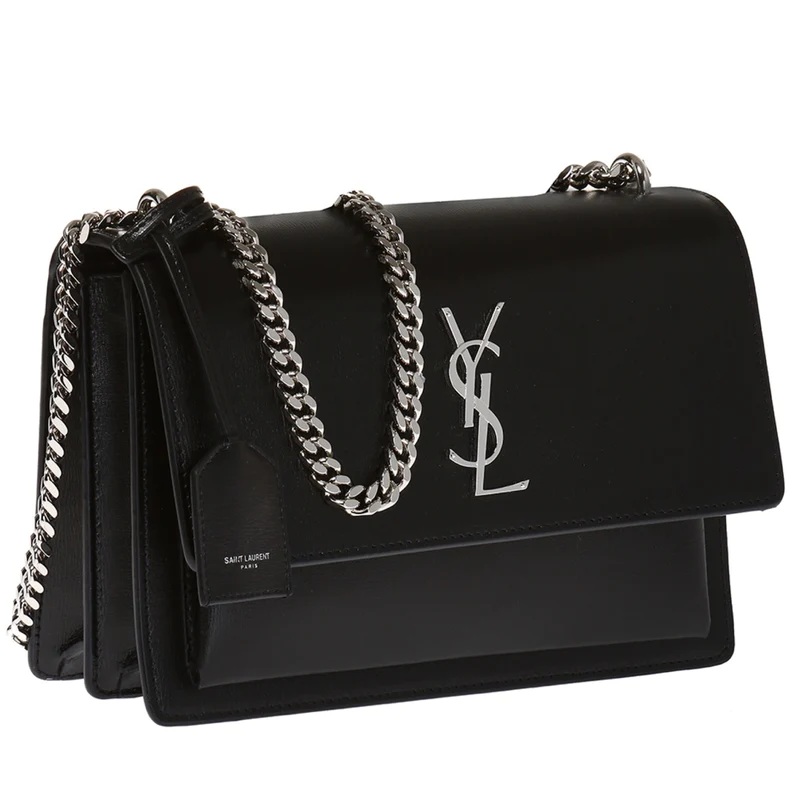 NEW Saint Laurent Black Medium Sunset Leather Crossbody Shoulder Bag — view 5