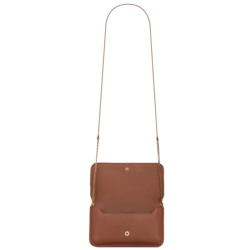 NEW Saint Laurent Brown Shearling Leather Crossbody Bag — view 4