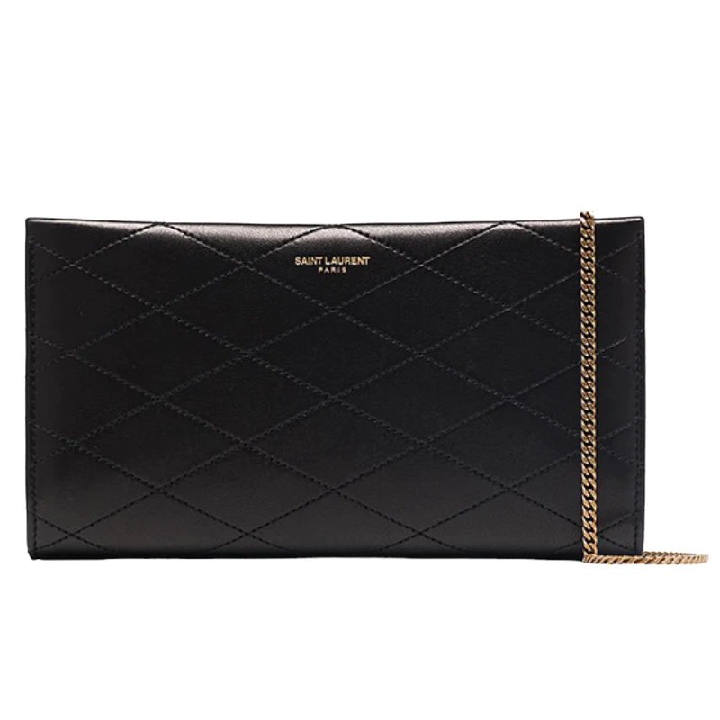 NEW Saint Laurent Black Logo Print Leather Crossbody Bag