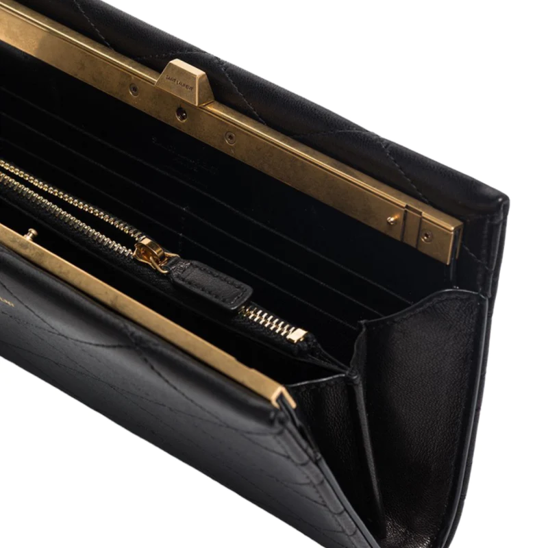 NEW Saint Laurent Black Logo Print Leather Crossbody Bag — view 4