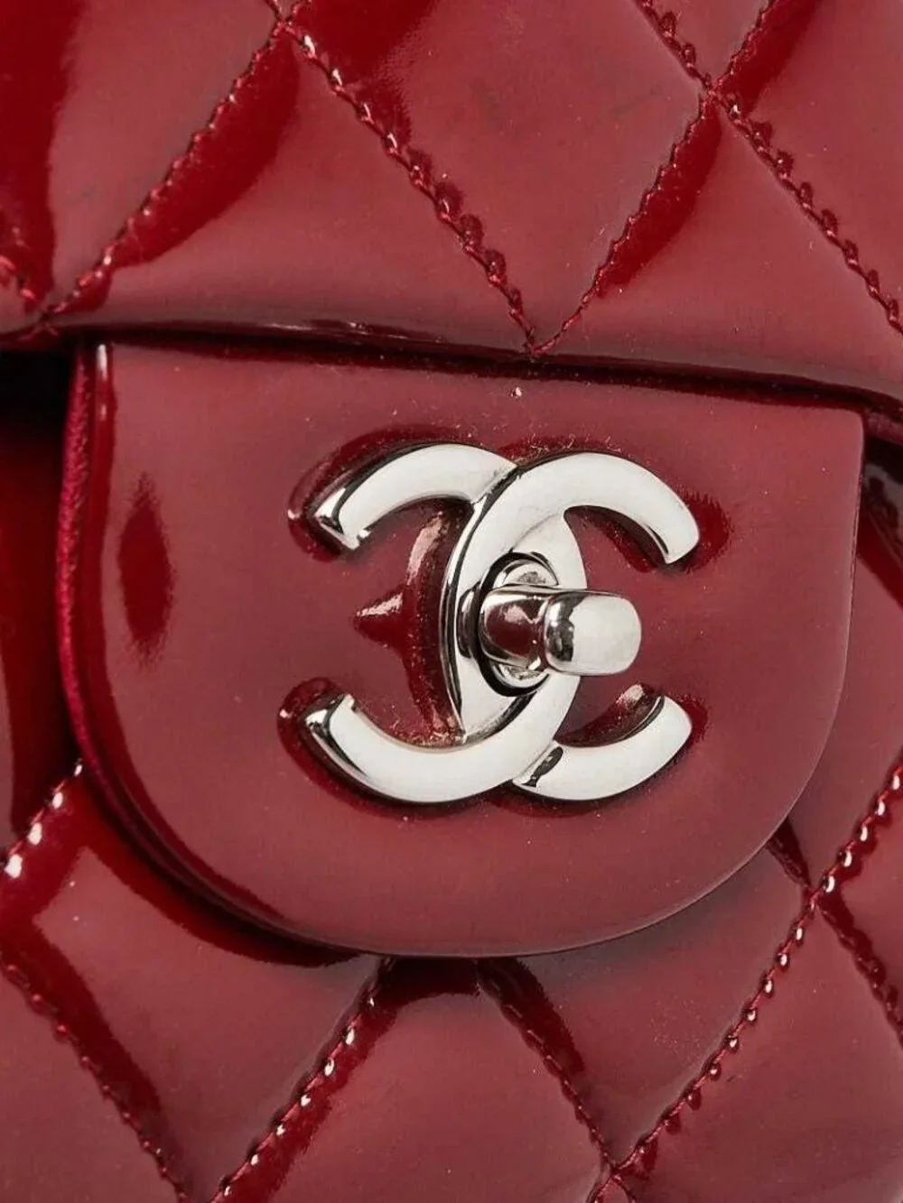 Chanel Red Quilted Patent Leather Classic Jumbo Double Flap Bag — view 5