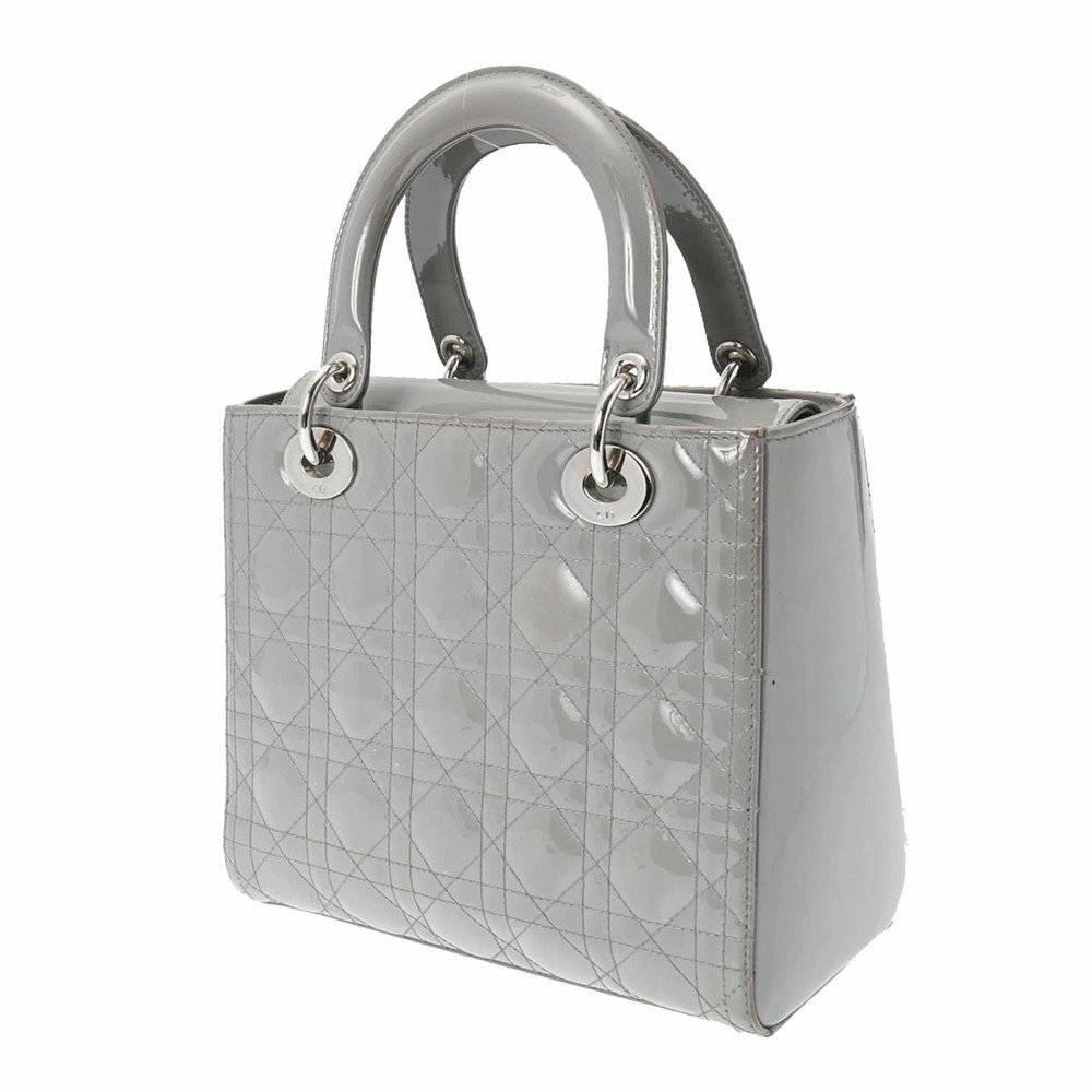 Christian Dior Lady Dior | Gray Enamel Patent Leather Handbag — view 2