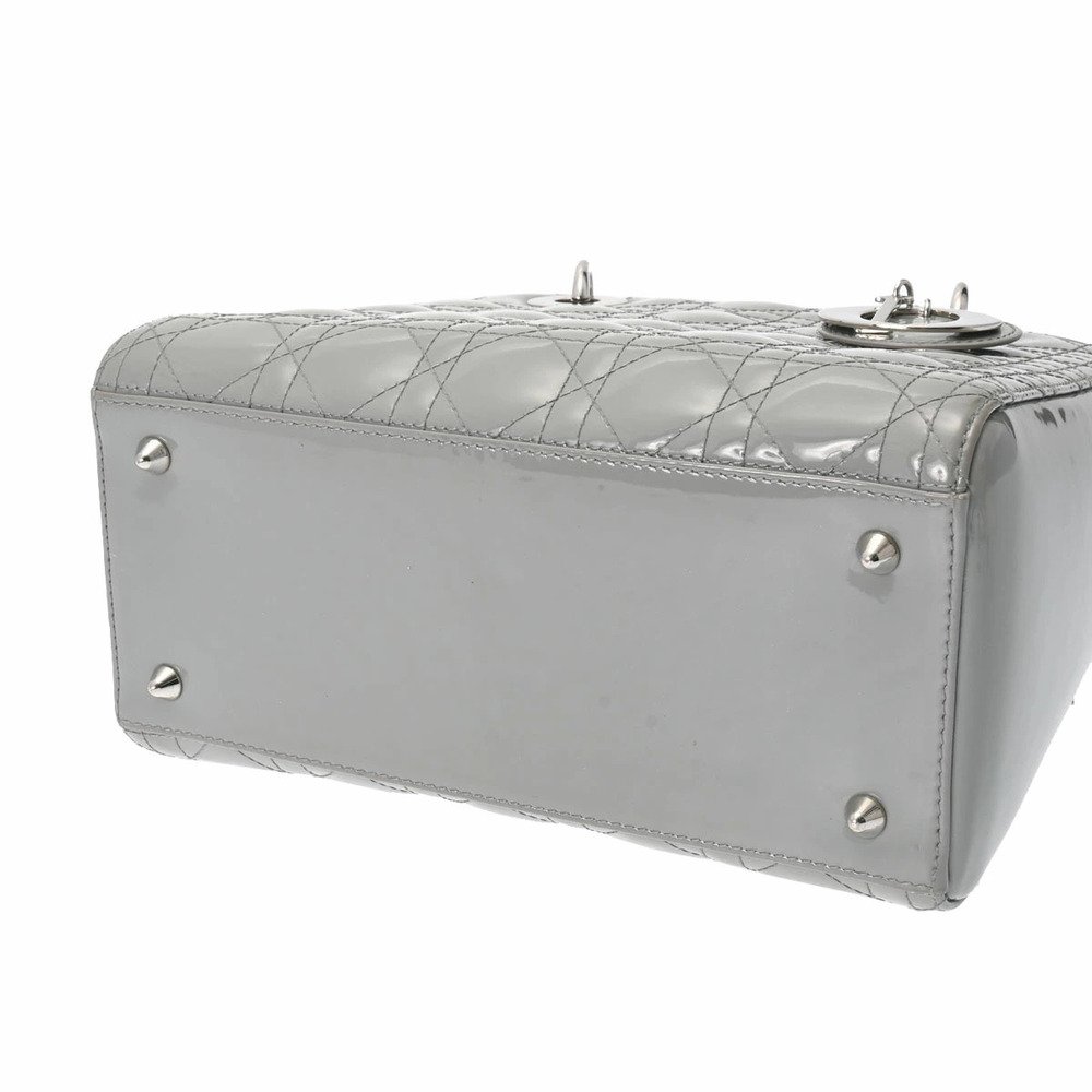 Christian Dior Lady Dior | Gray Enamel Patent Leather Handbag — view 4
